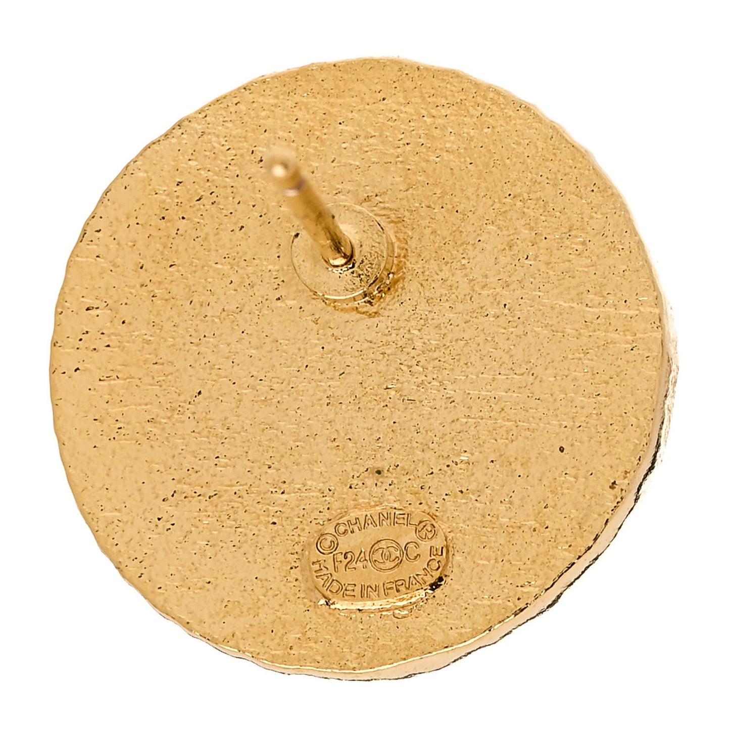 Metal Enamel CC Round Earrings Gold Pink Black