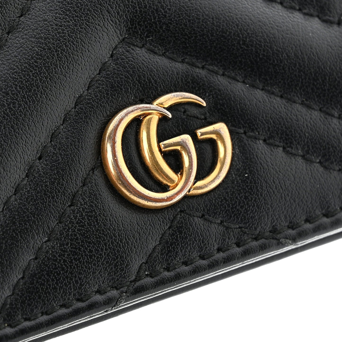Calfskin Matelasse GG Marmont Card Case Wallet Black