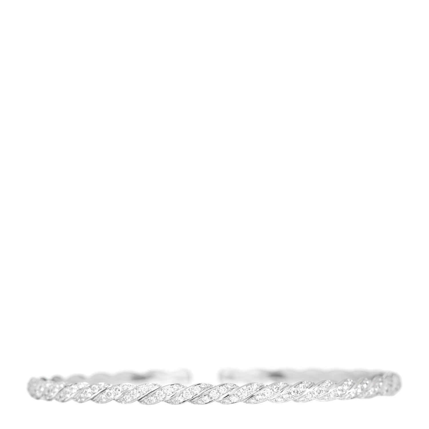 David Yurman 18K White Gold Diamond 3.5mm Paveflex Single Row Bracelet 1 of 4