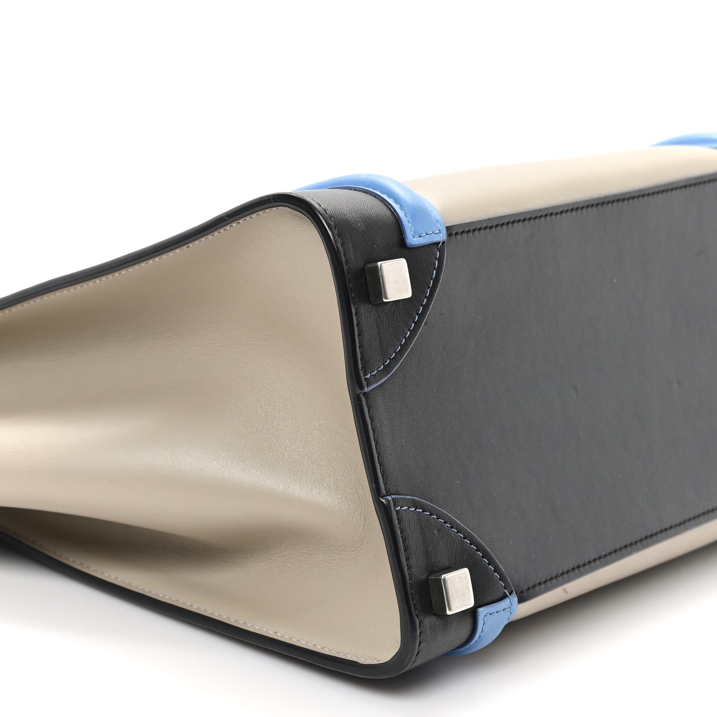 Shiny Smooth Calfskin Micro Tri-Color Luggage Quartz