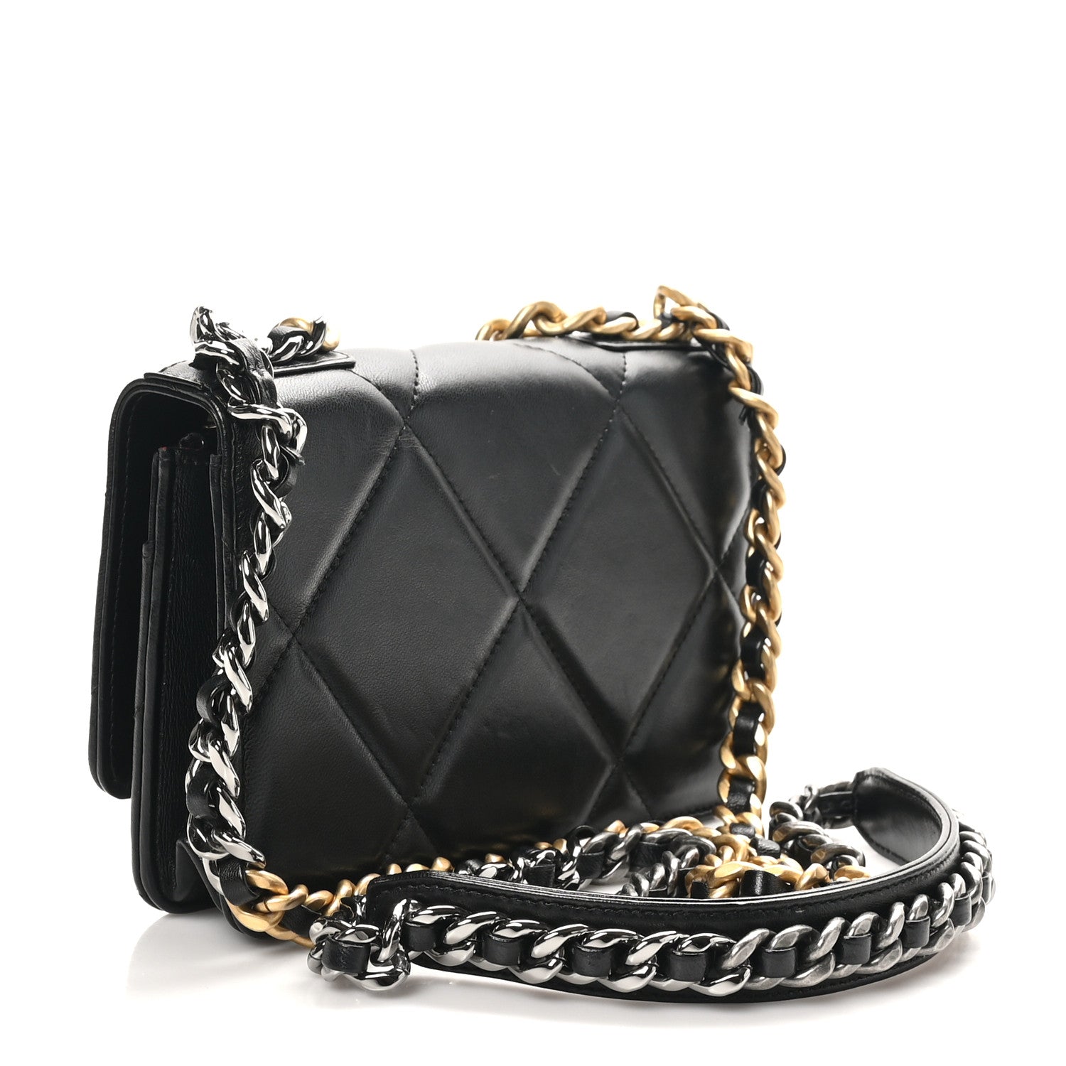 Chanel Lambskin Quilted Chanel 19 Wallet On Chain WOC Black 2 of 11