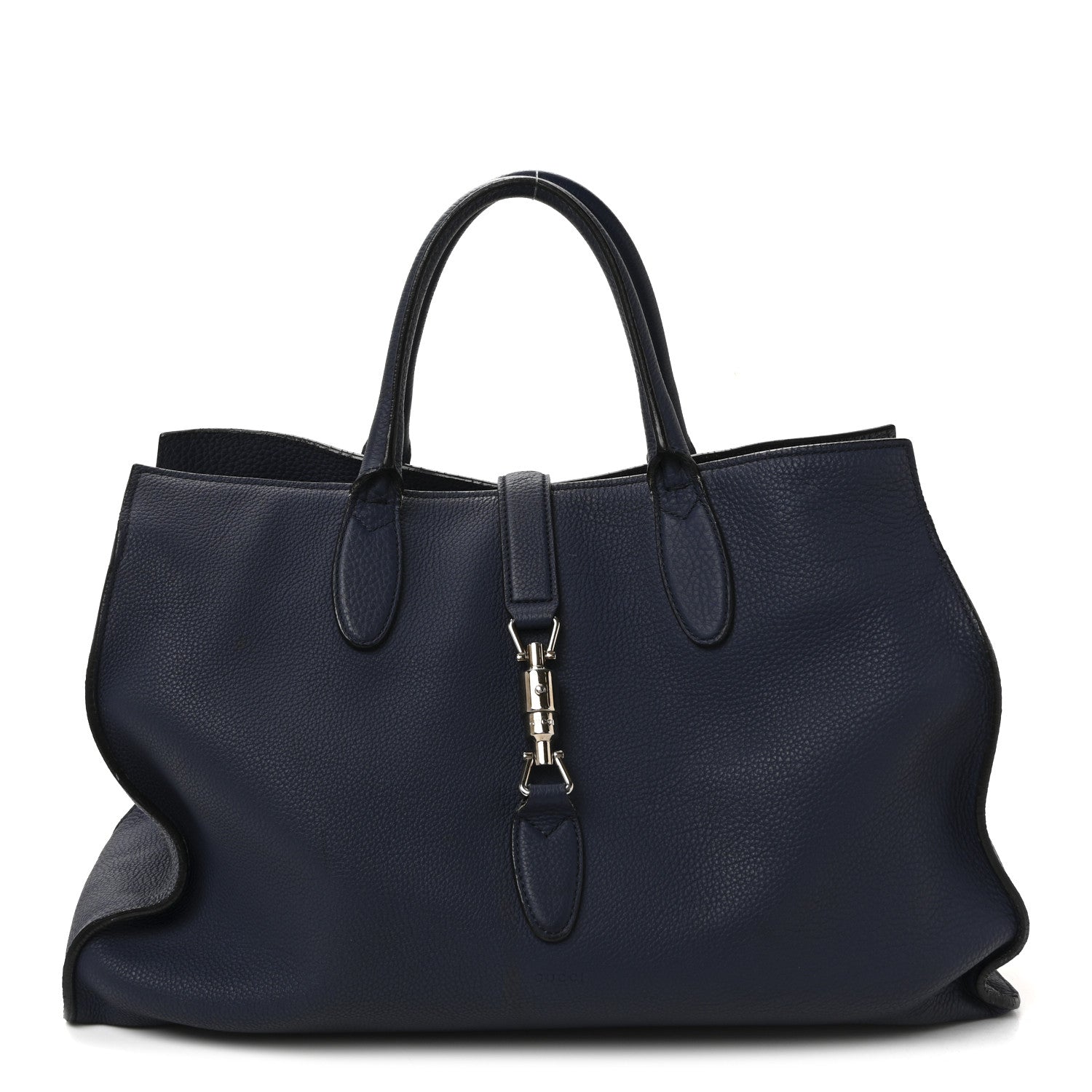 Gucci Soft Calfskin Medium Jackie Top Handle Bag Classic Blue