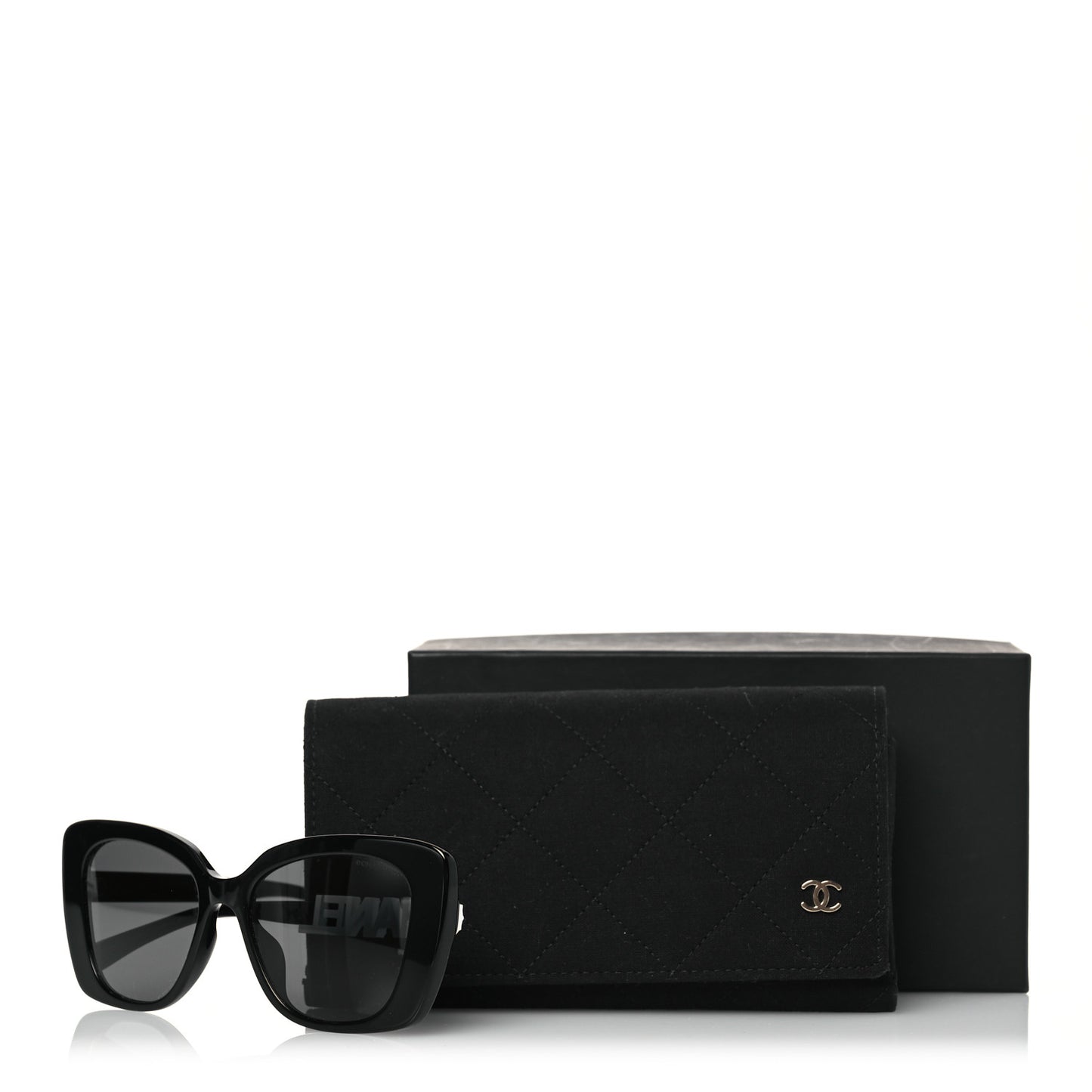 Acetate Strass Square Sunglasses 5422-B-A Black White