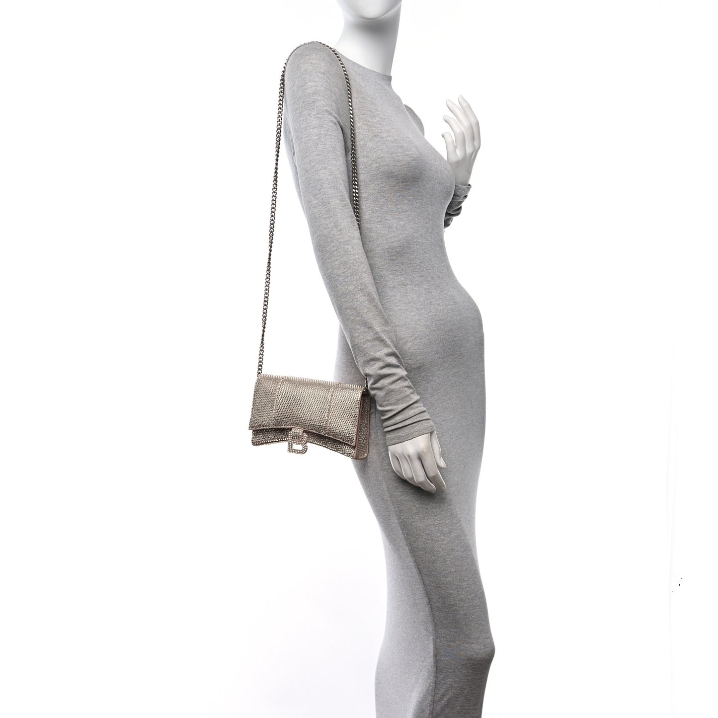 Strass Suede Crystal Hourglass Chain Bag Rose Gold