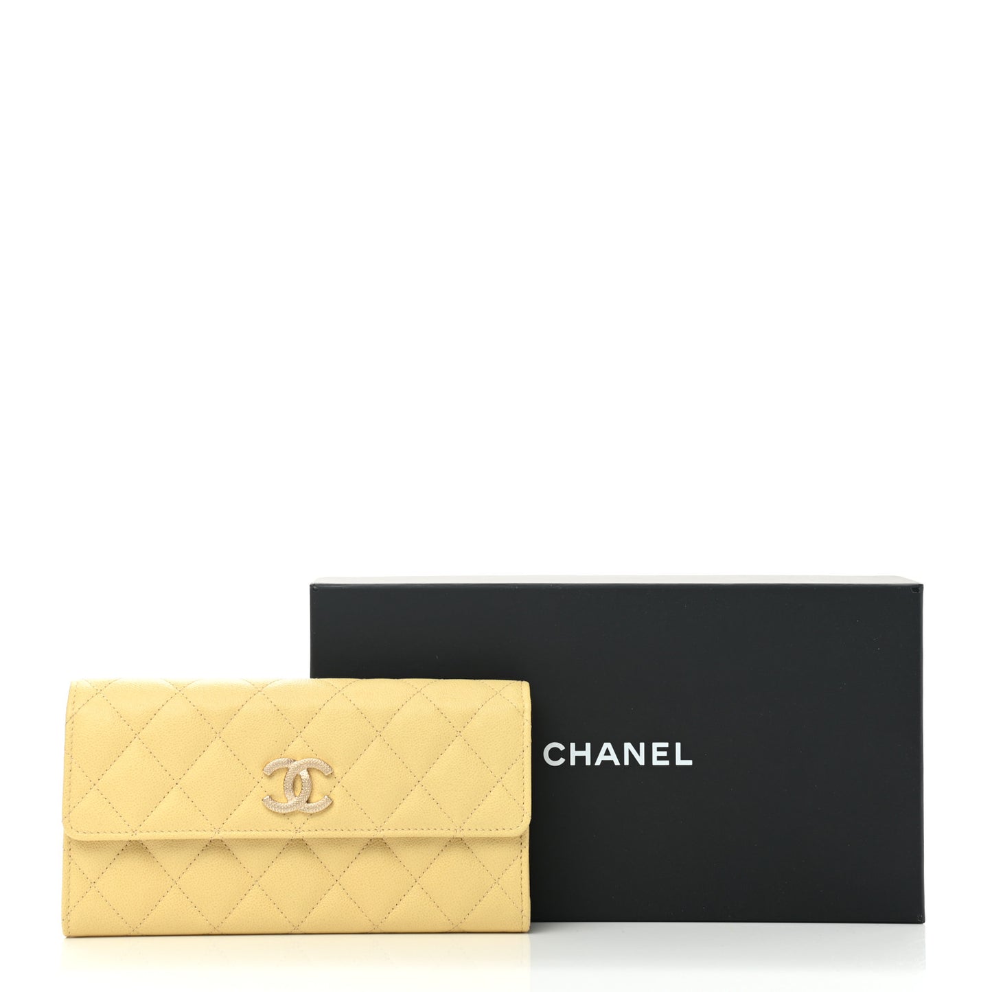 Caviar Quilted CC Flap Wallet Yellow