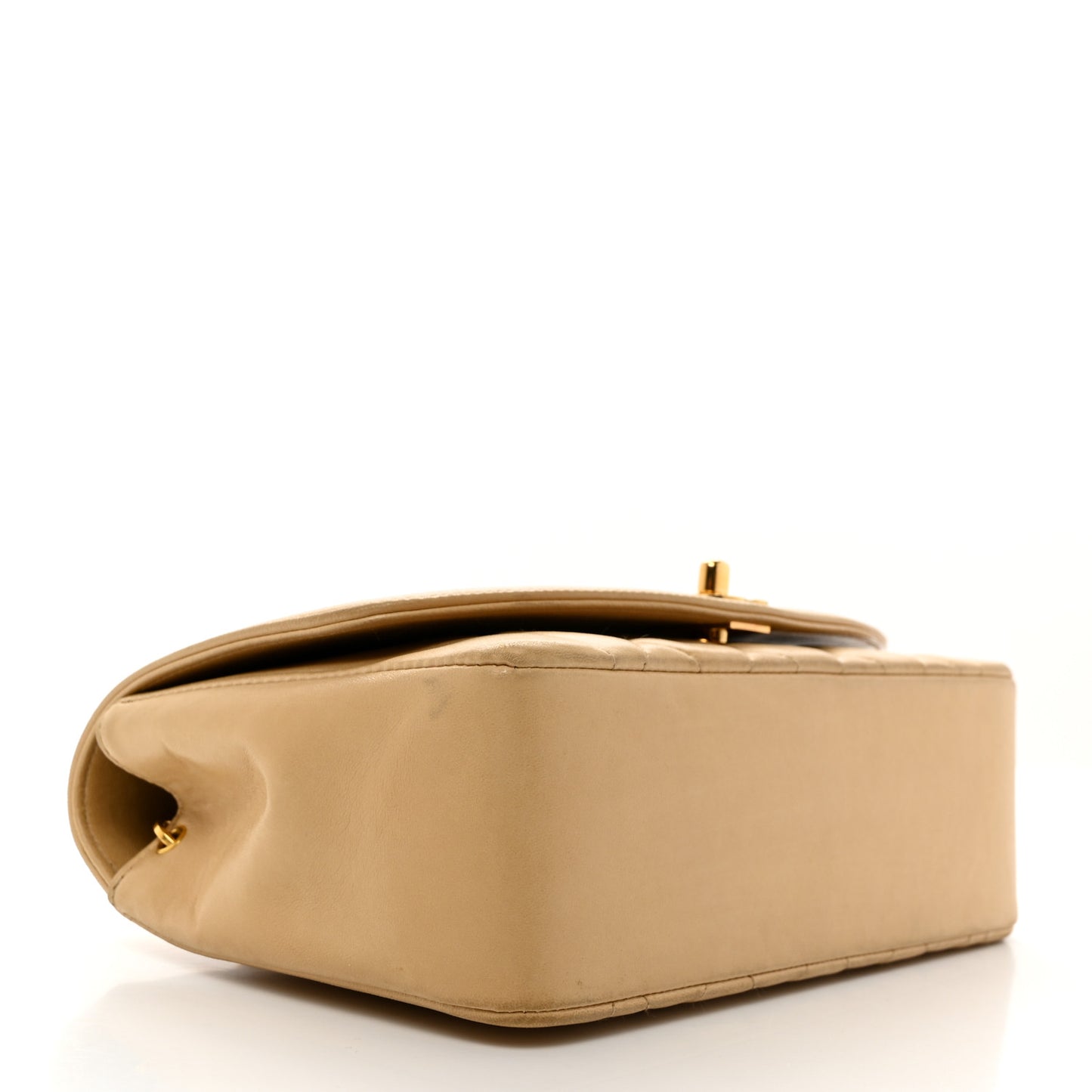 Lambskin Quilted Small Single Flap Beige