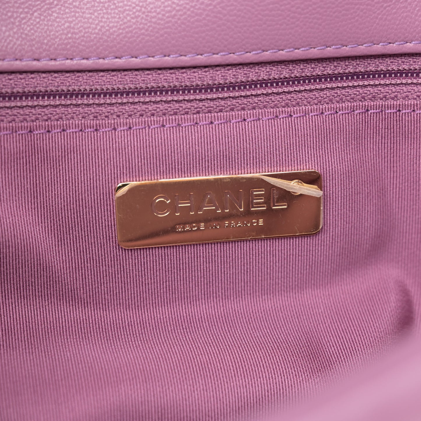 Goatskin Quilted Large Chanel 19 Flap Purple