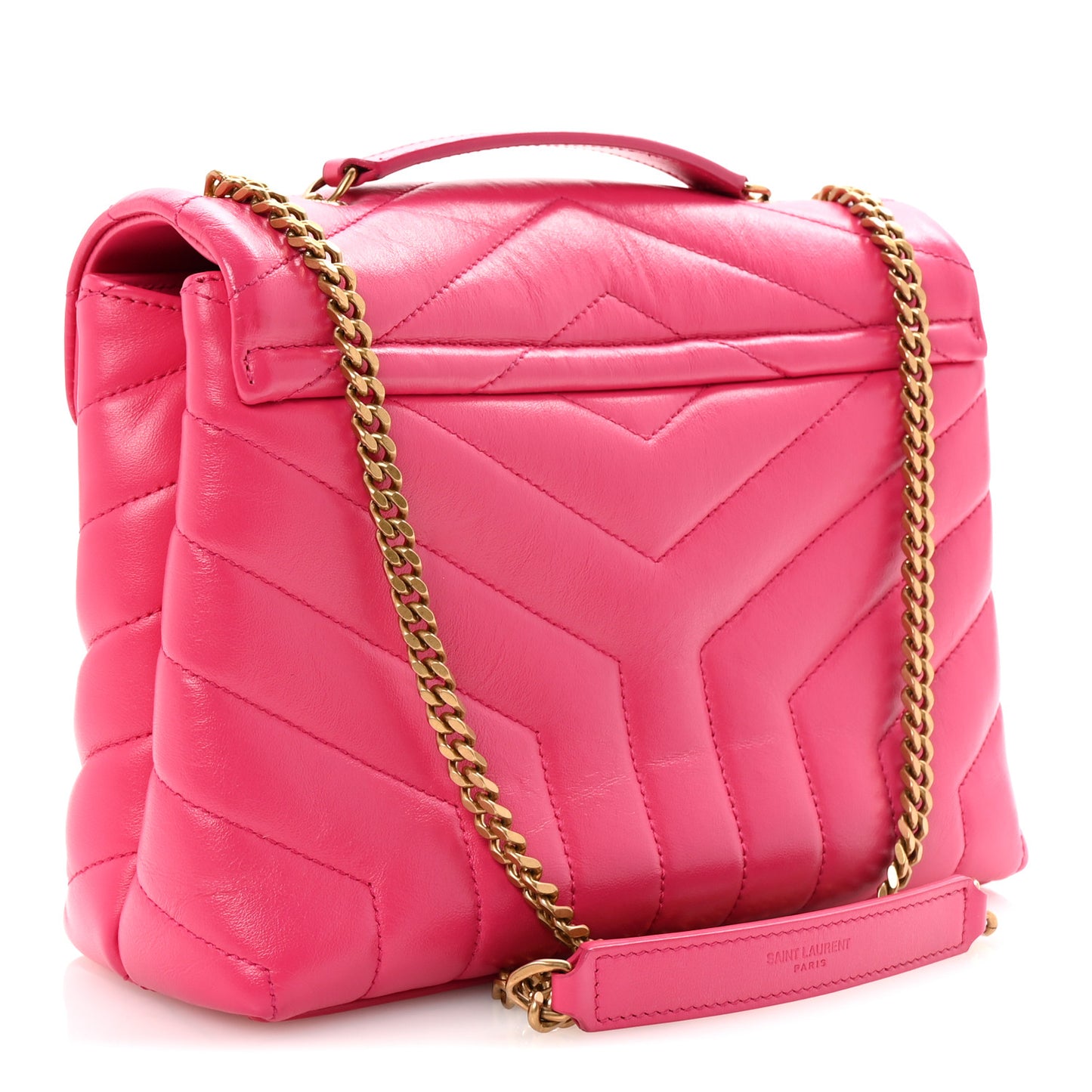 Calfskin Y Quilted Monogram Small Loulou Chain Satchel Fresh Fuchsia
