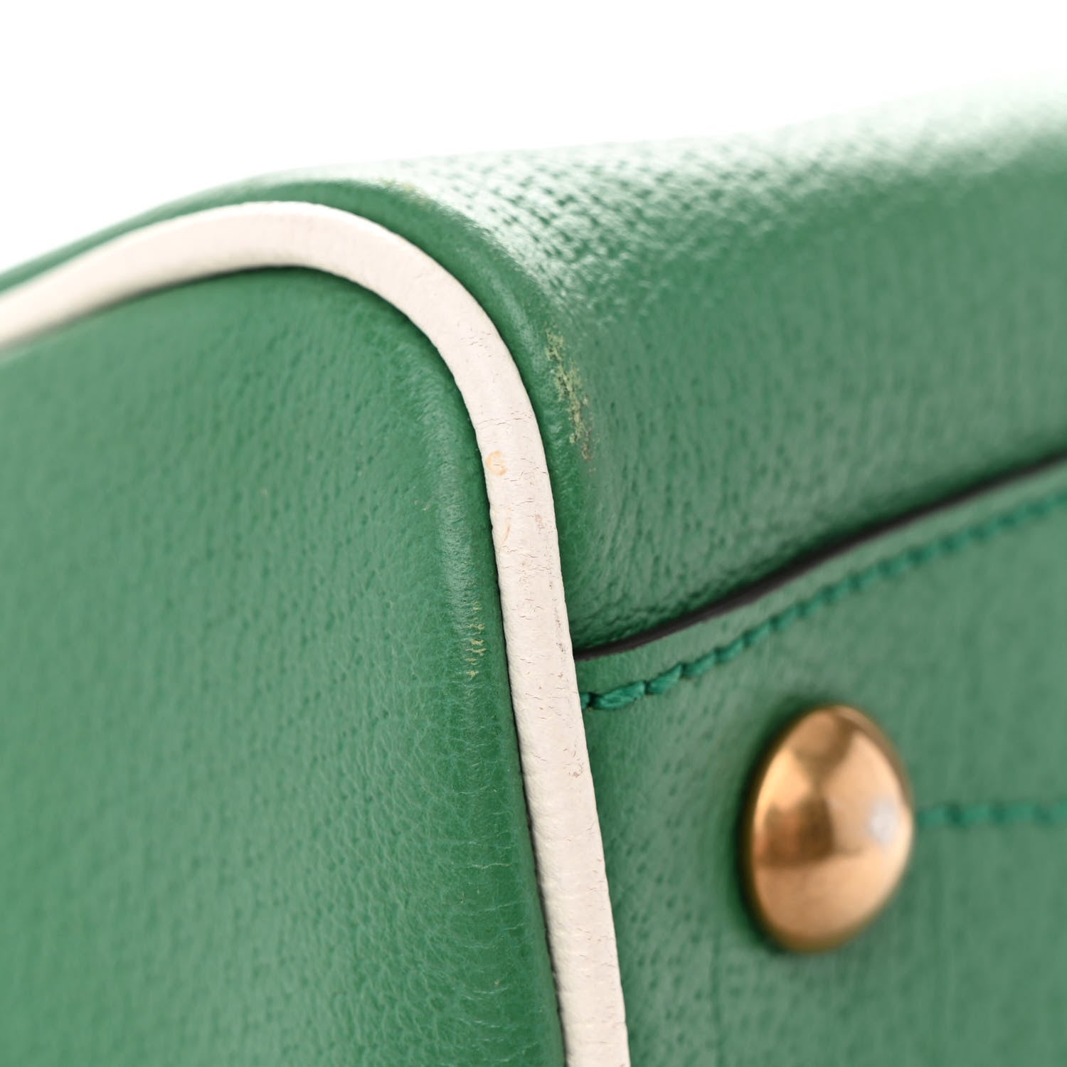 Gucci X ADIDAS Textured Dollar Calfskin Web Trefoil Logo Embossed Mini Bowling Bag New Shamarock Off White 11 of 13