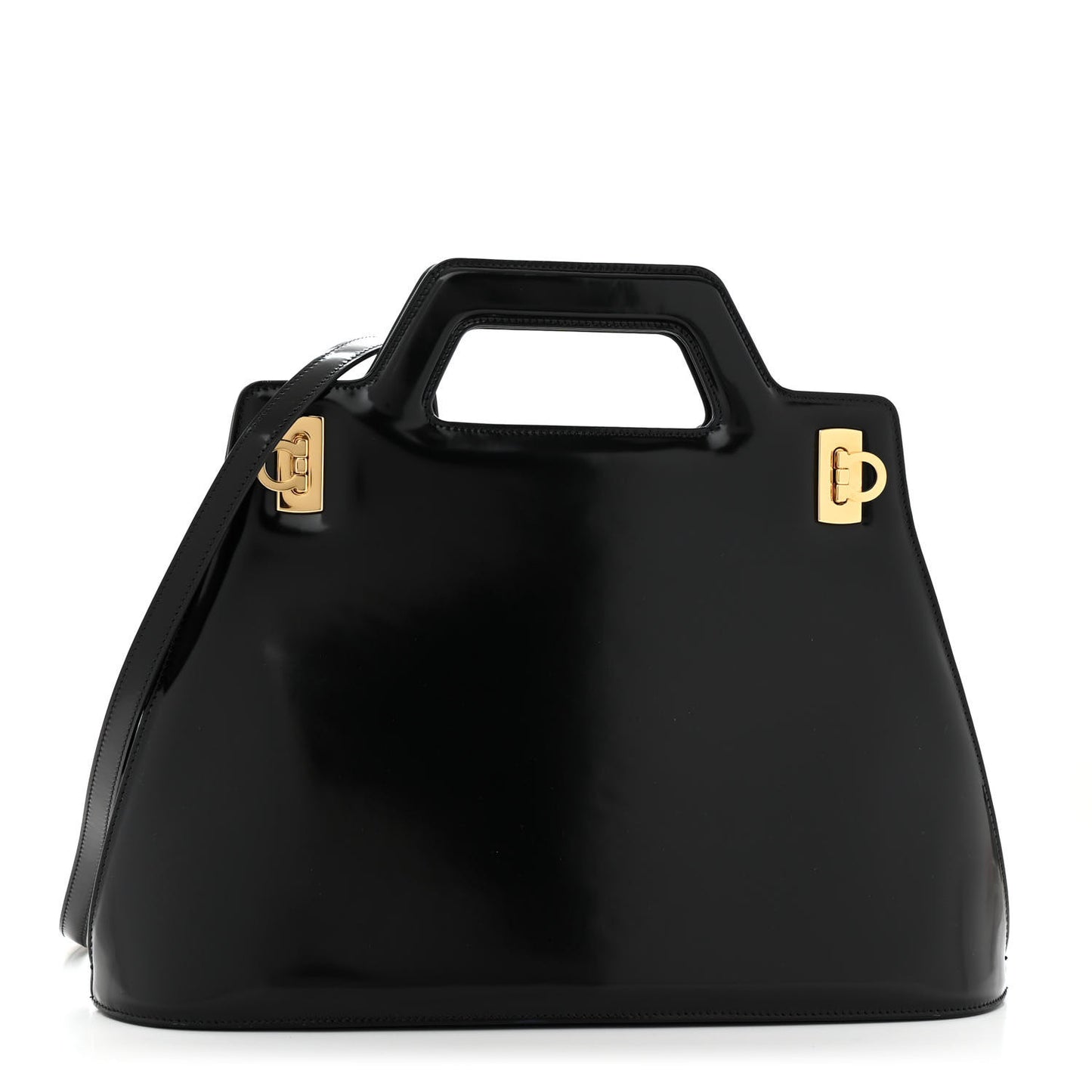 Brushed Off Calfskin Medium Wanda Top Handle Bag Black