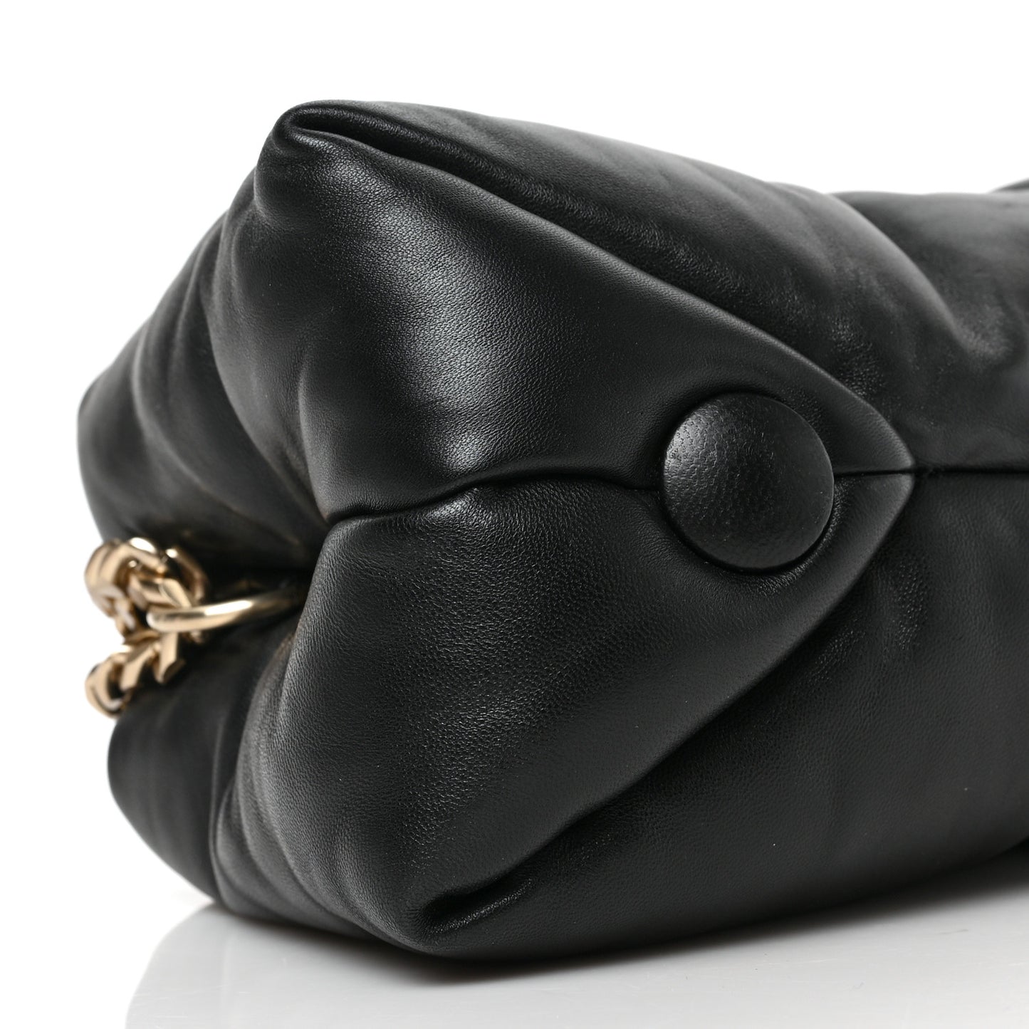 Lambskin Small Puffy Tobo Chain Shoulder Bag Black