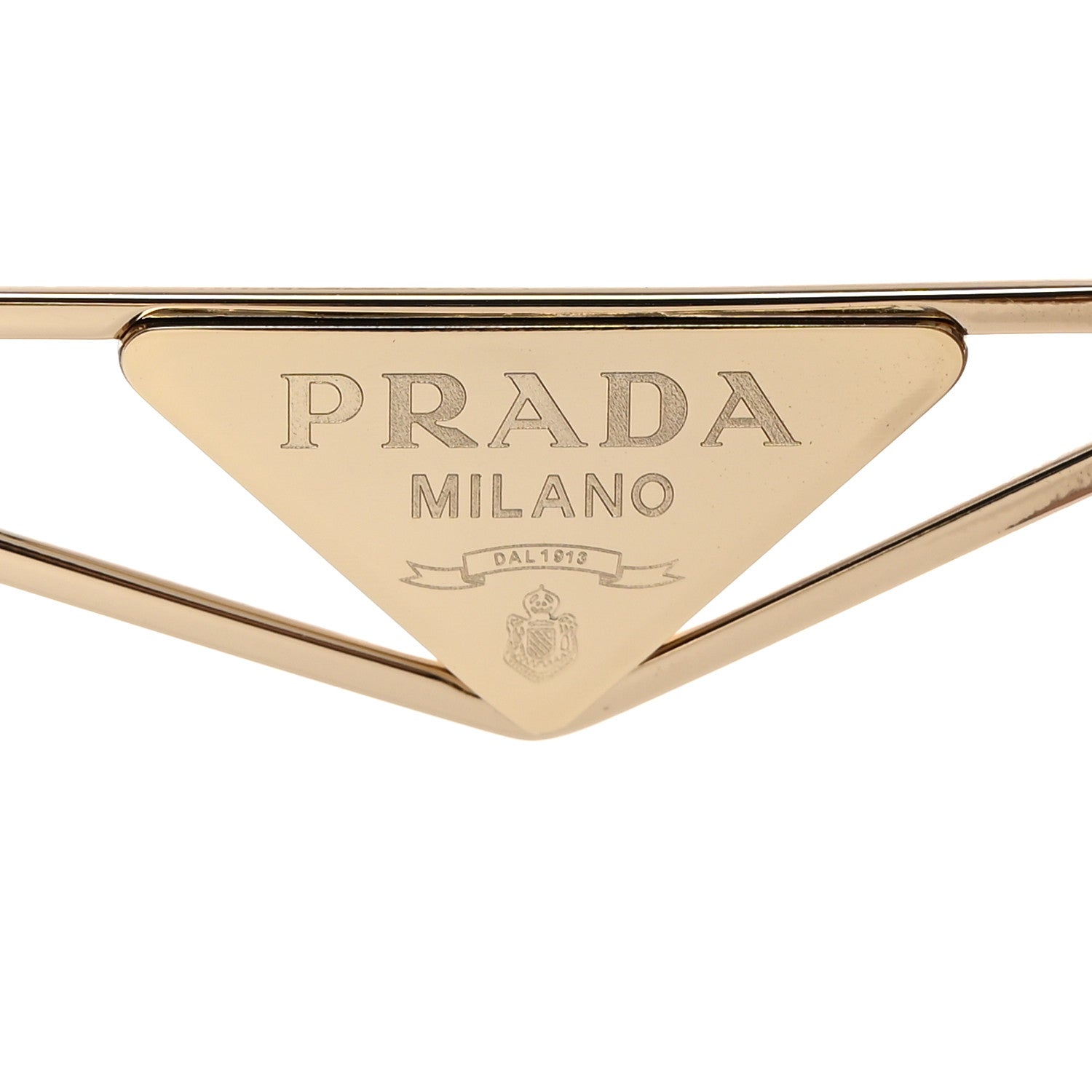 Prada Metal Symbole Triangle Logo Aviator Sunglasses SPR A50 Gold Tortoise Brown 5 of 9