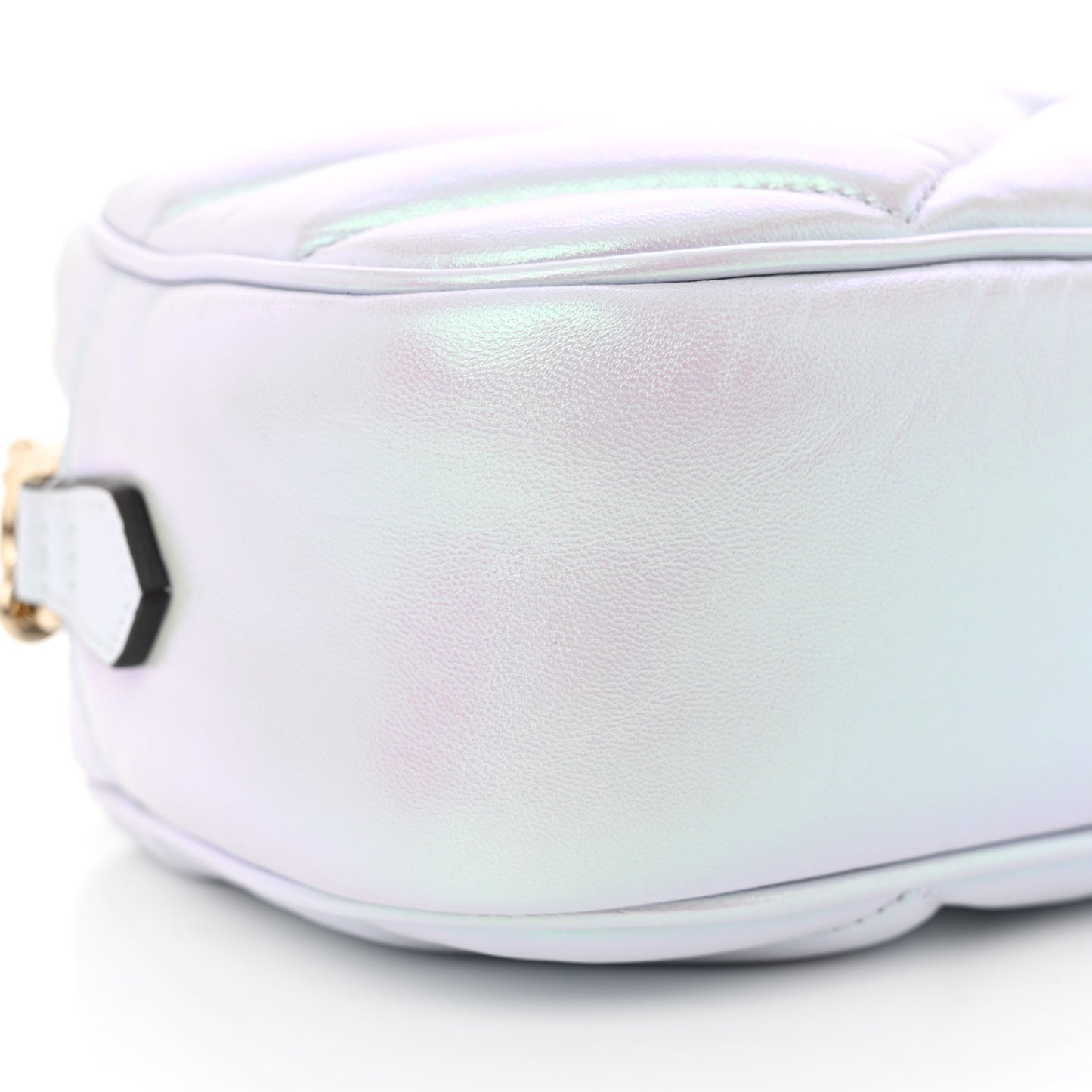 Iridescent Nappa Chevron Matelasse Small GG Marmont Chain Shoulder Bag Iridescent Snow Light Blue