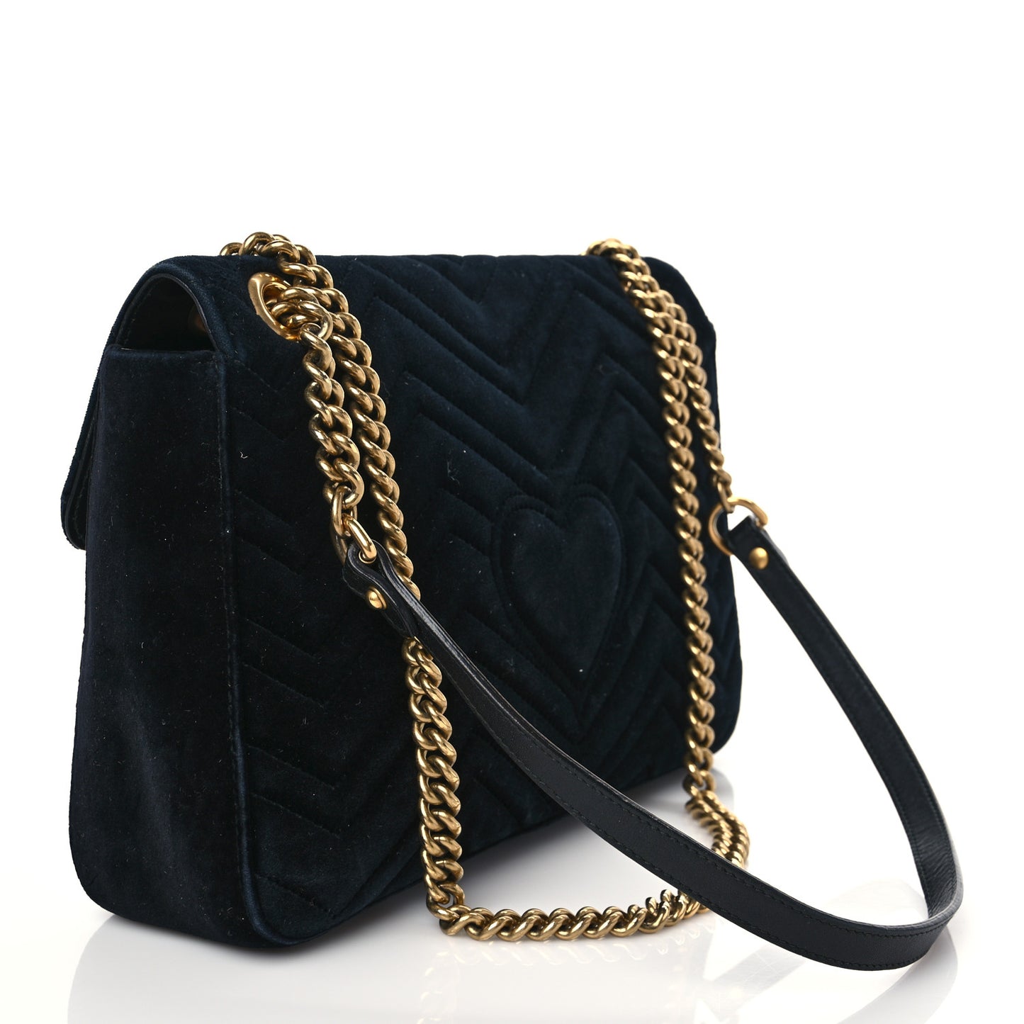 Velvet Matelasse Medium GG Marmont Shoulder Bag Black