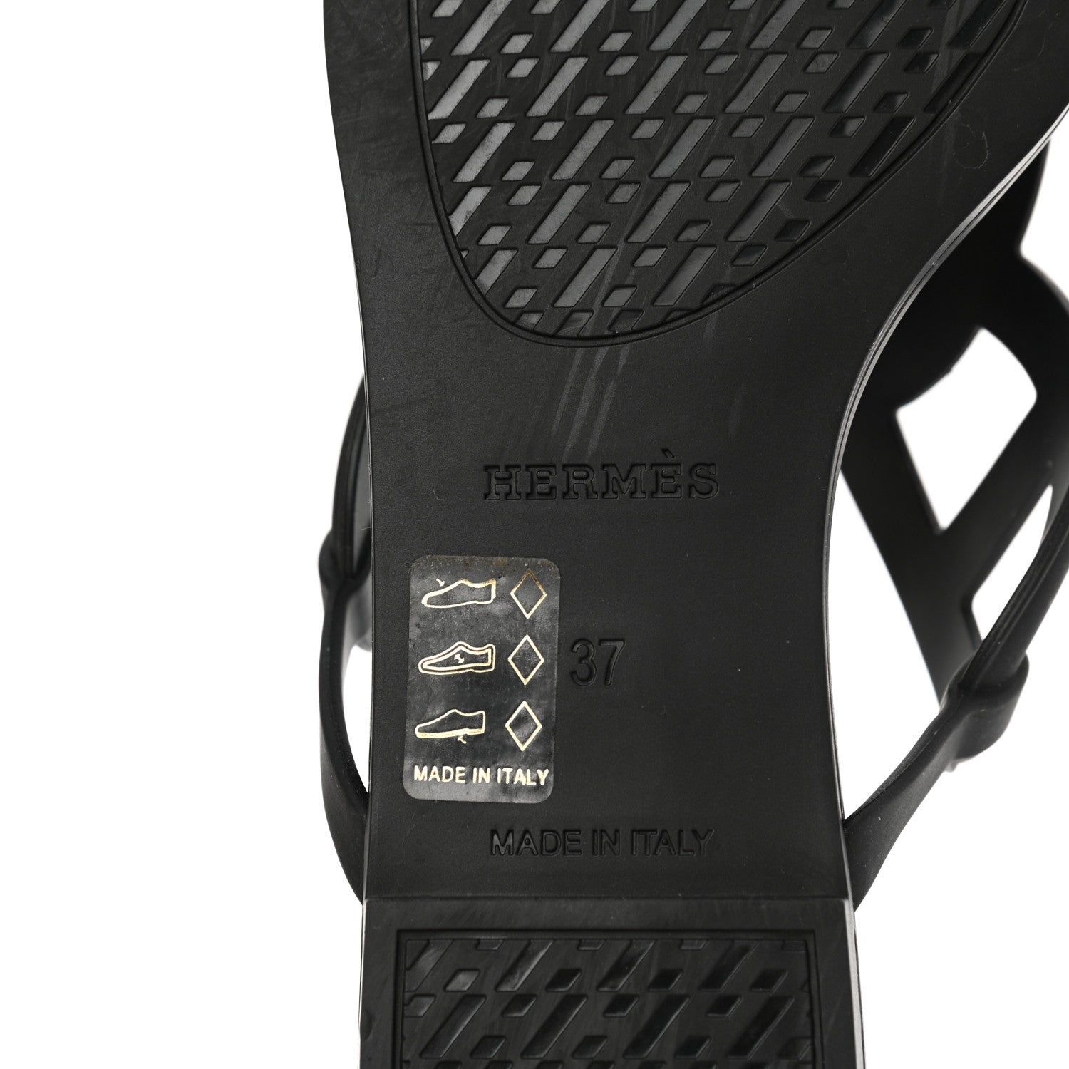 Hermes Rubber Womens Egerie Sandals 37 Black 6 of 9