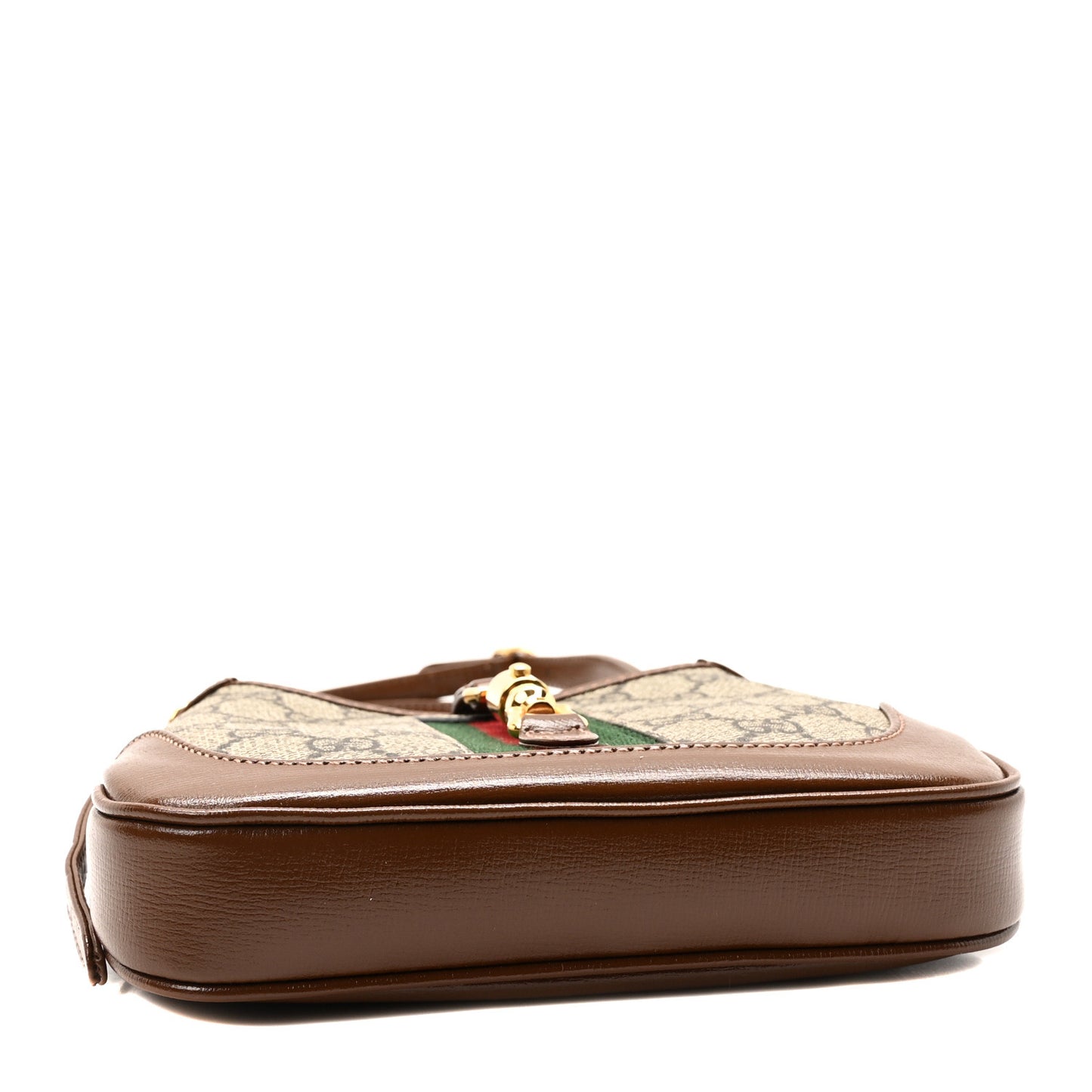 GG Supreme Monogram Azalea Calfskin Web Mini Jackie 1961 Hobo Beige Ebony Brown Sugar