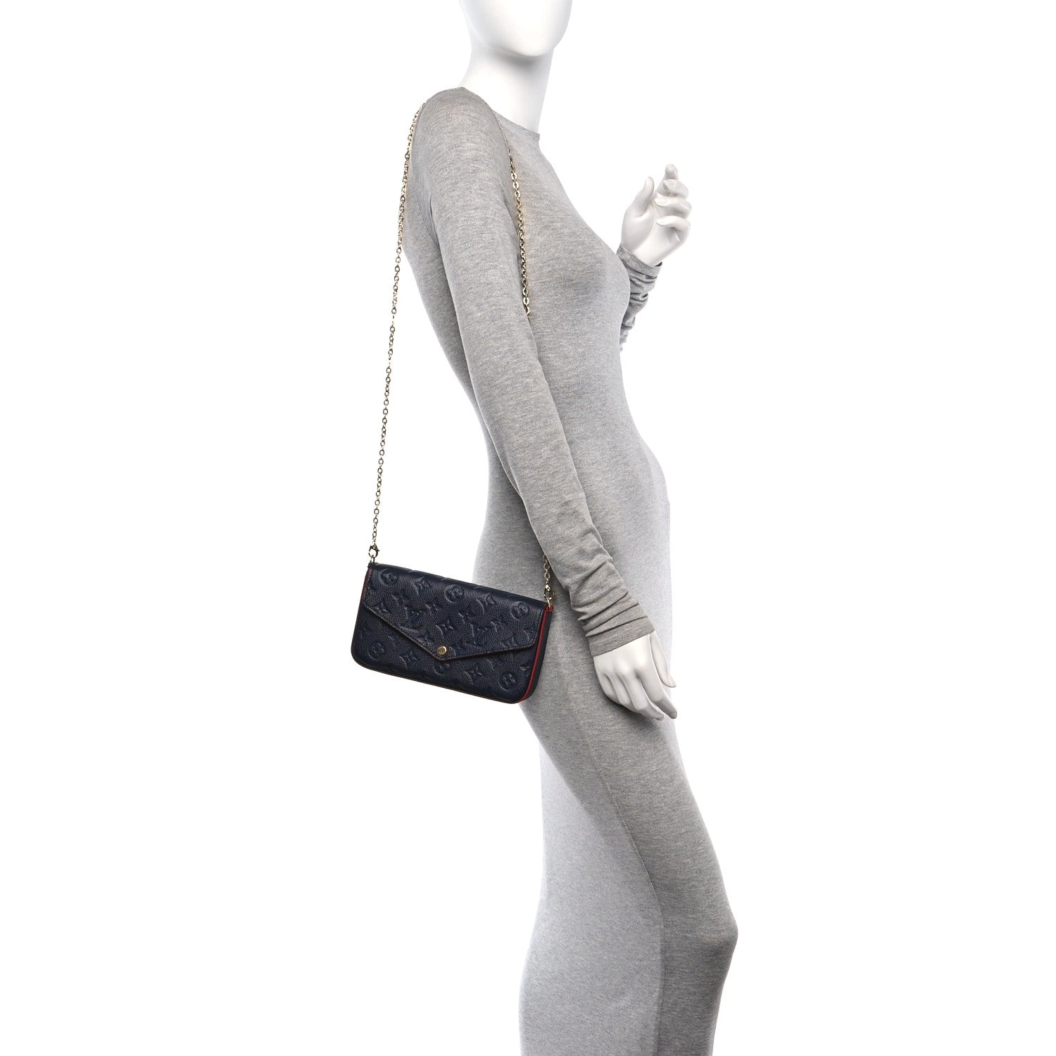 Louis Vuitton Empreinte Pochette Felicie Chain Wallet Marine Rouge 2 of 12
