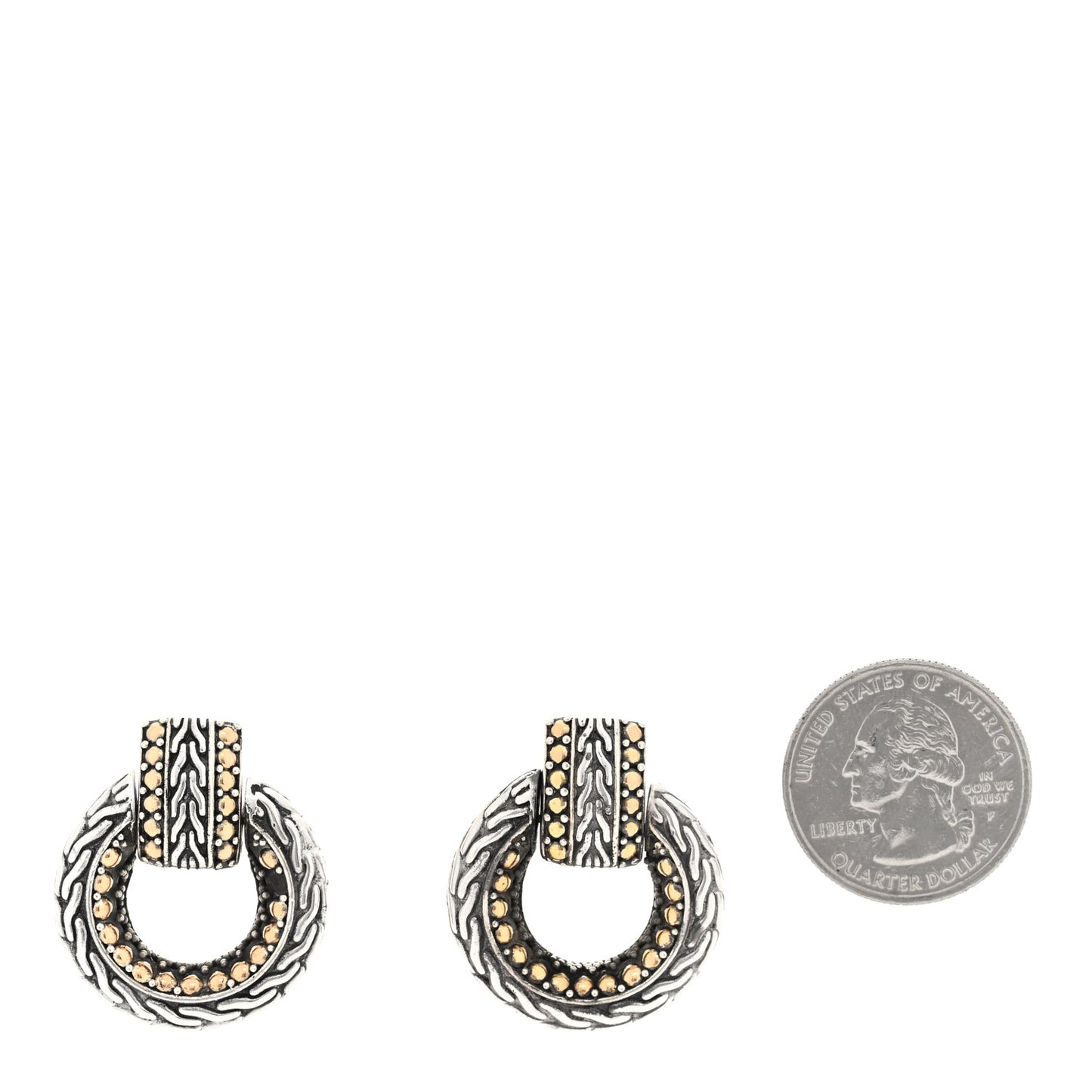 Sterling Silver 18K Yellow Gold Dot Doorknocker Drop Earrings