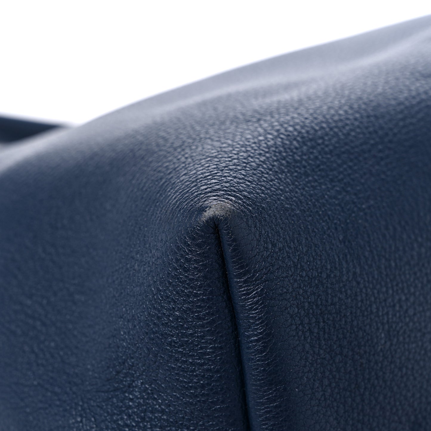 Vitello Daino Zip Shopping Tote Navy Blue