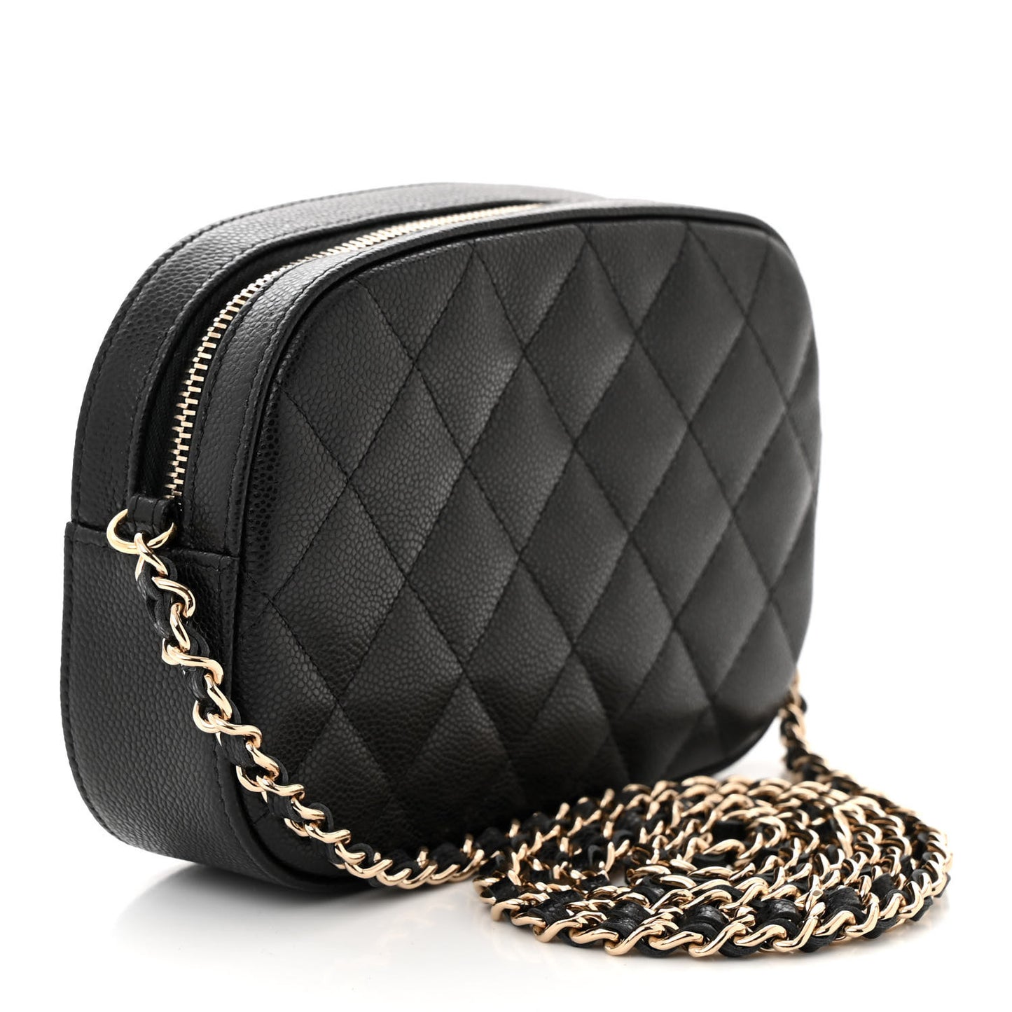 Caviar Quilted Chain Camera Bag Black