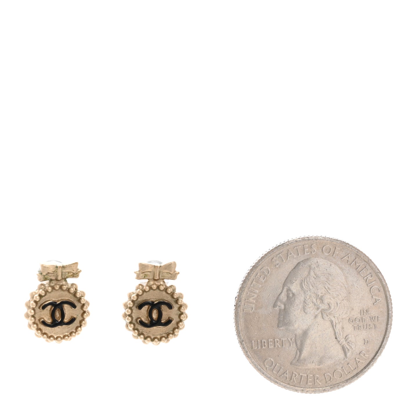 CC Bow Earrings Black Gold