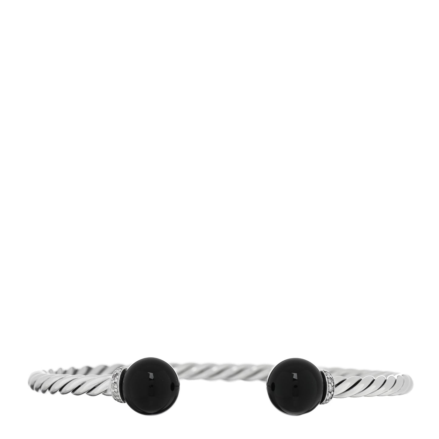 Sterling Silver Diamond Onyx 9mm Solari Bracelet