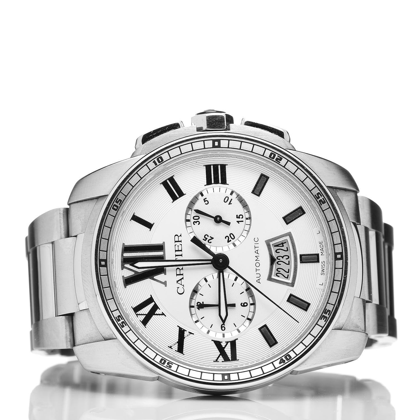 Stainless Steel 42mm Calibre de Cartier Chronograph Automatic Watch