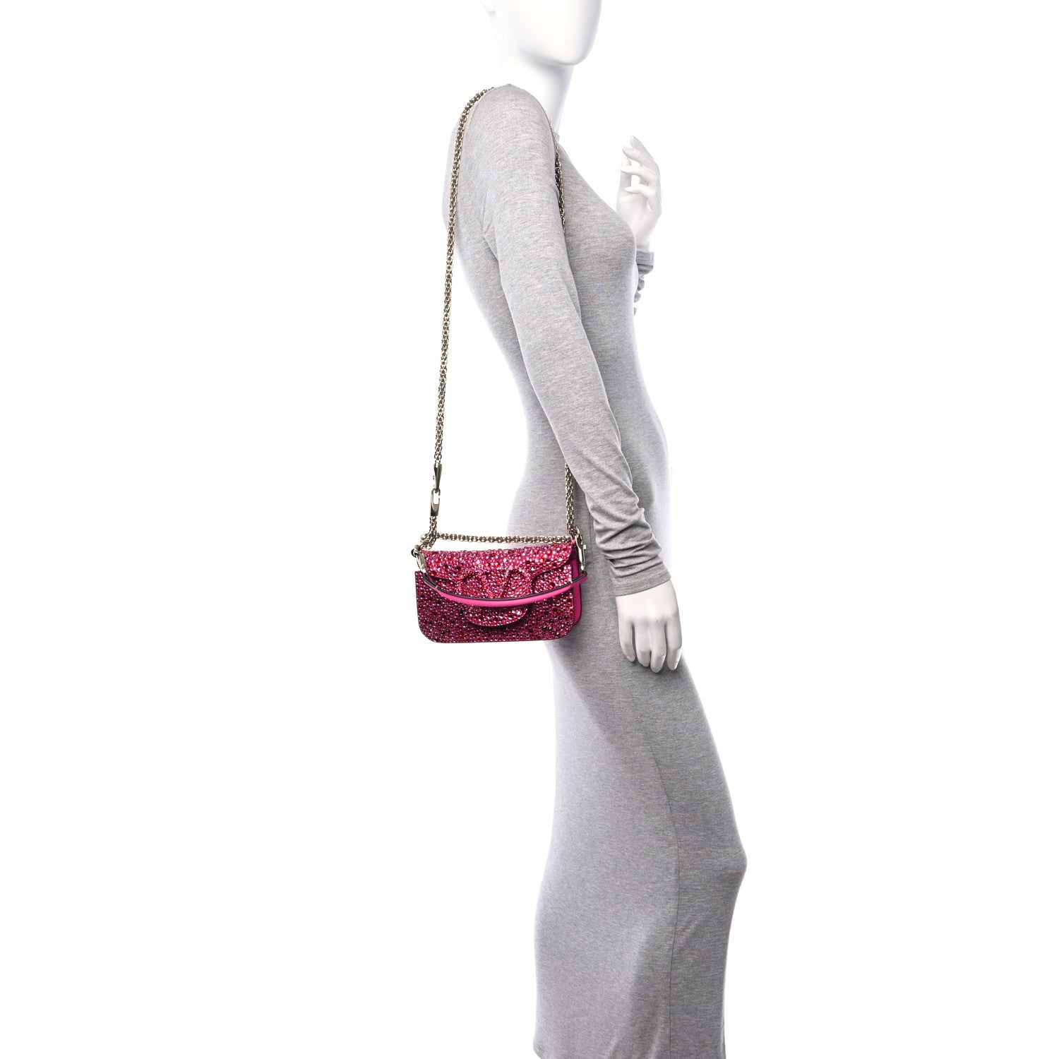 Valentino Garavani Crystal Vlogo Small Loco Shoulder Bag Pink PP 2 of 9