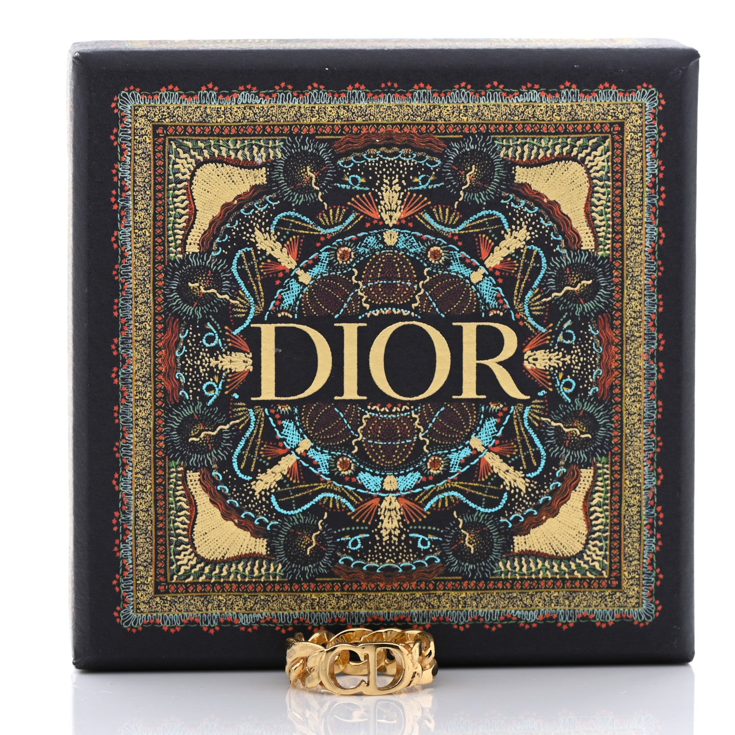 Christian Dior Metal Danseuse Etoile Chain Ring M Gold 6 of 6
