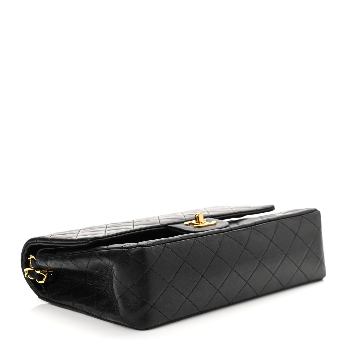 Lambskin Quilted Medium Double Flap Black