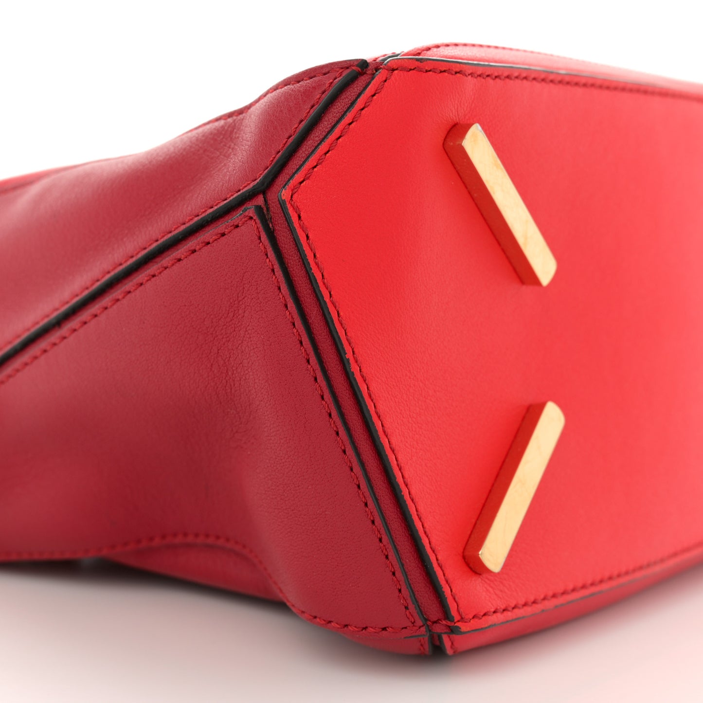 Calfskin Colorblock Small Puzzle Bag Red
