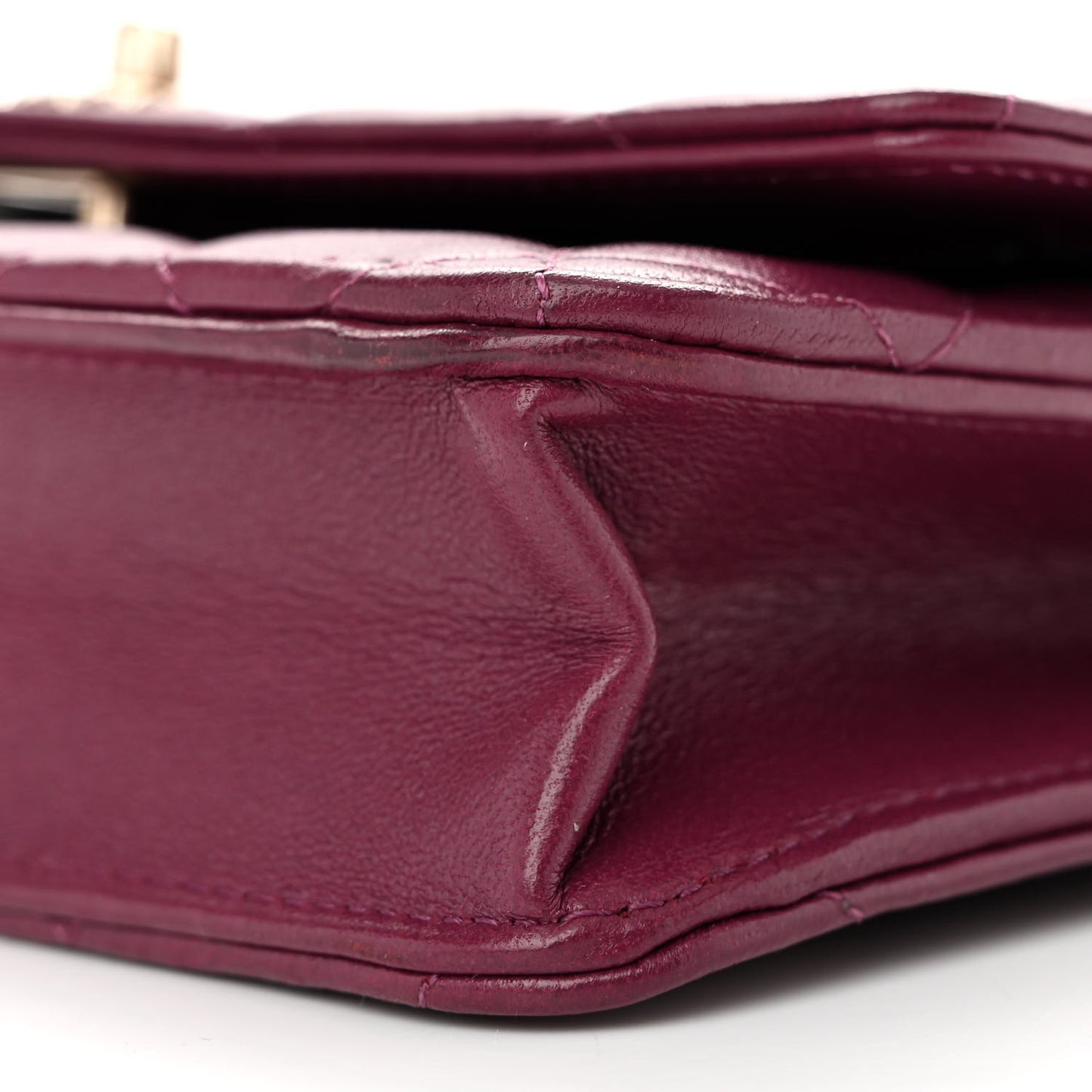 Lambskin Quilted Trendy Chain CC Wallet On Chain WOC Purple