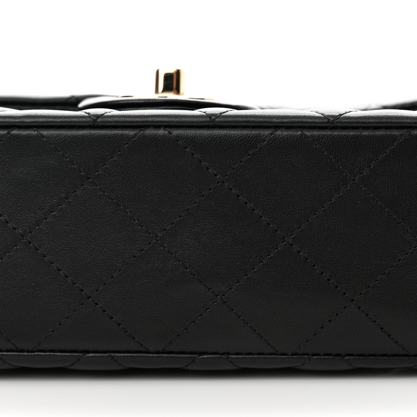 Lambskin Quilted Mini Rectangular Flap Black