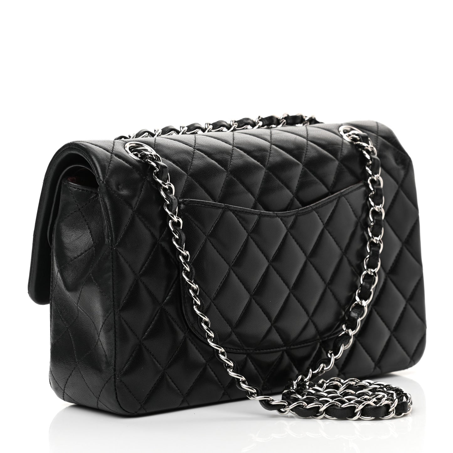 Lambskin Quilted Medium Double Flap Black