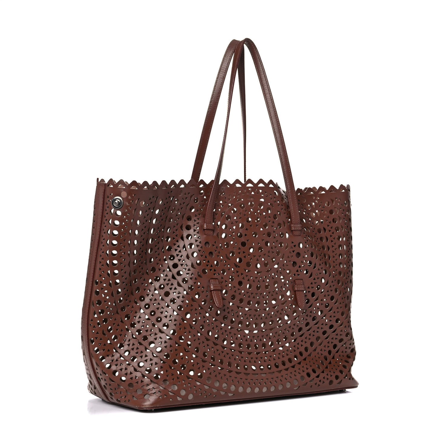 Calfskin Laser Cut Mina 32 Bag Brown