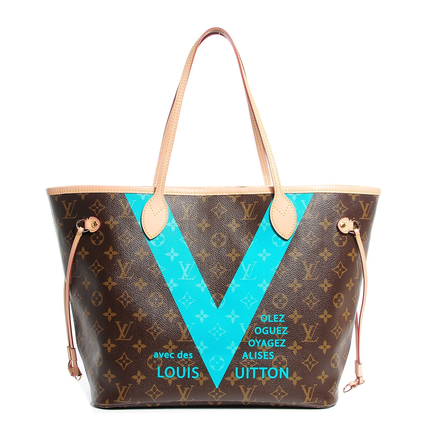 Louis Vuitton Monogram V Neverfull MM Turquoise 94765 – FASHIONPHILE