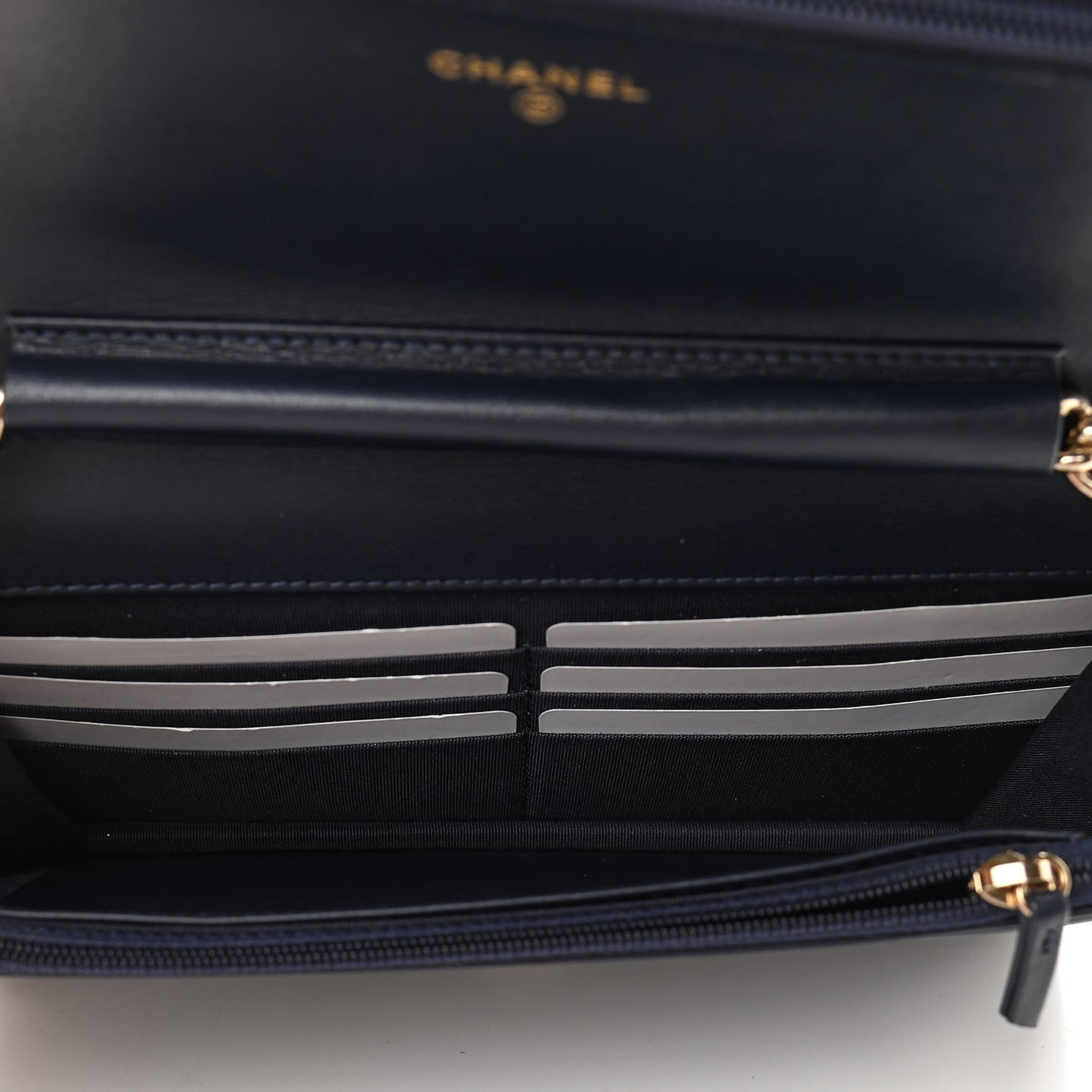 Caviar Quilted Boy Wallet On Chain WOC Navy