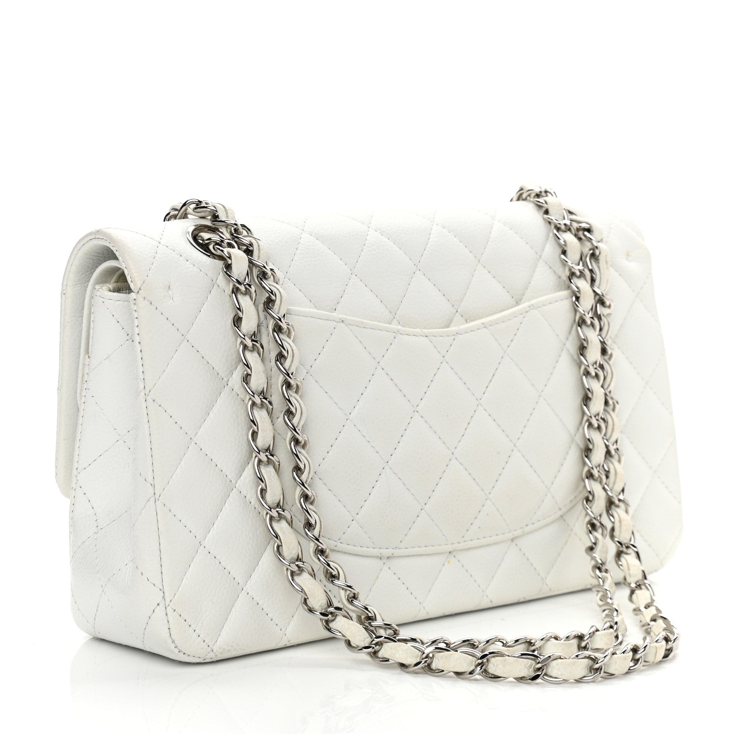 Chanel Caviar Quilted Medium Double Flap White 3 of 13