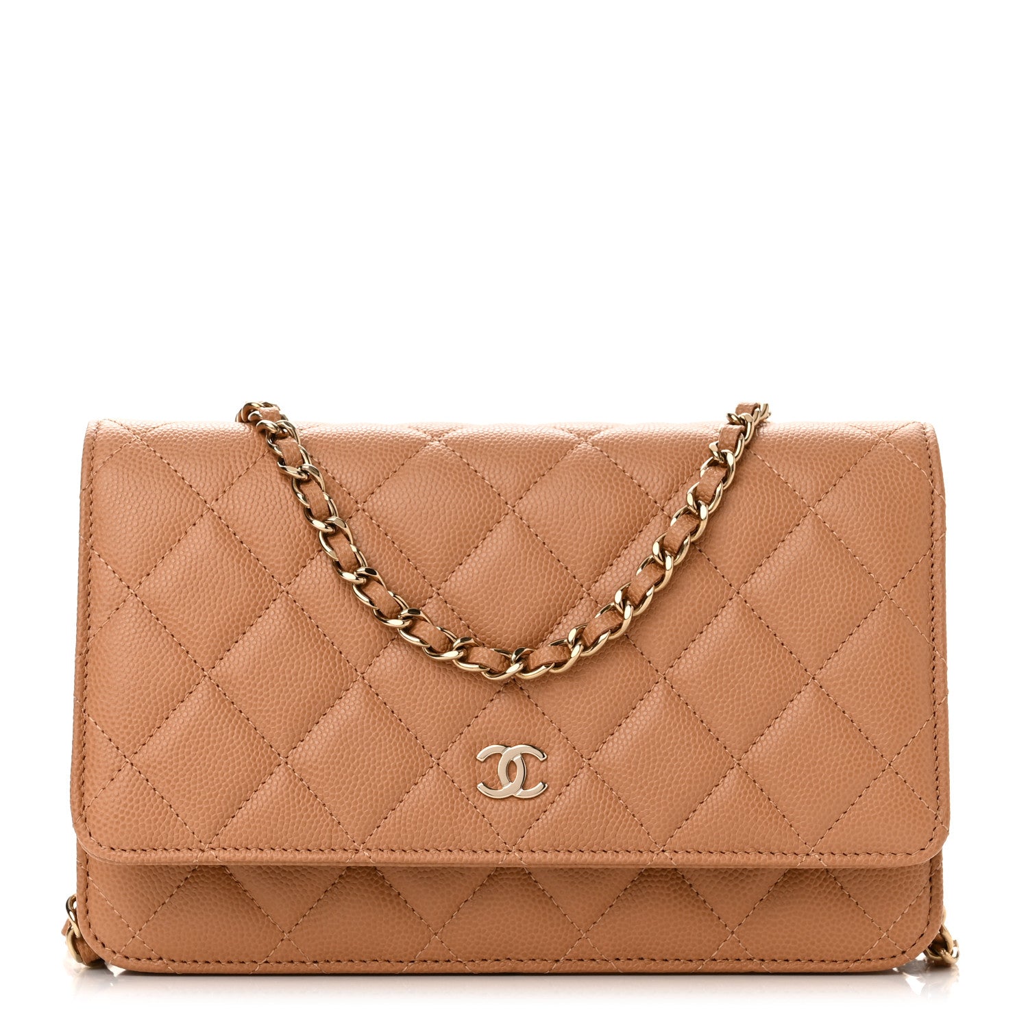 Chanel Caviar Quilted Wallet on Chain WOC Dark Beige 1 of 12