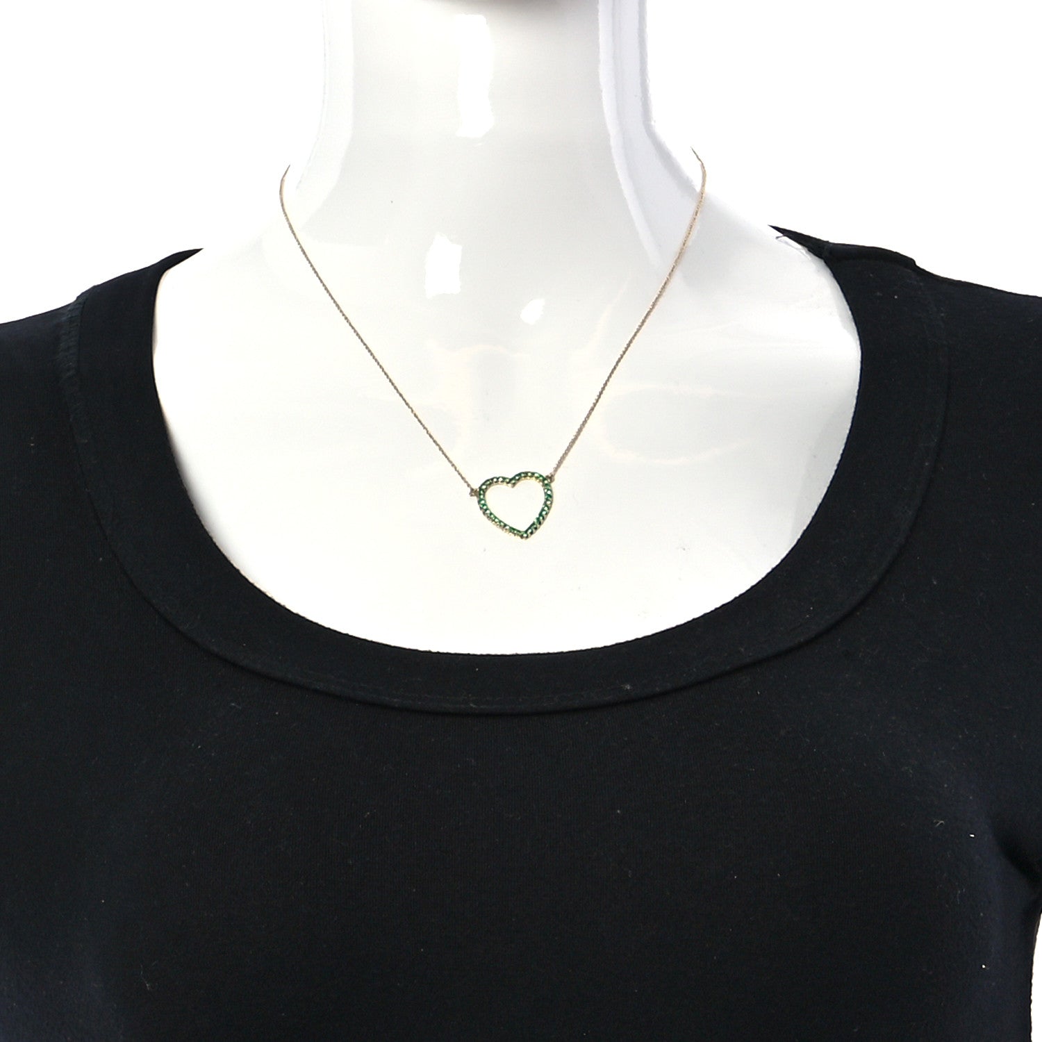 Jennifer Meyer 18K Yellow Gold Emerald Open Heart Pendant Necklace 2 of 7