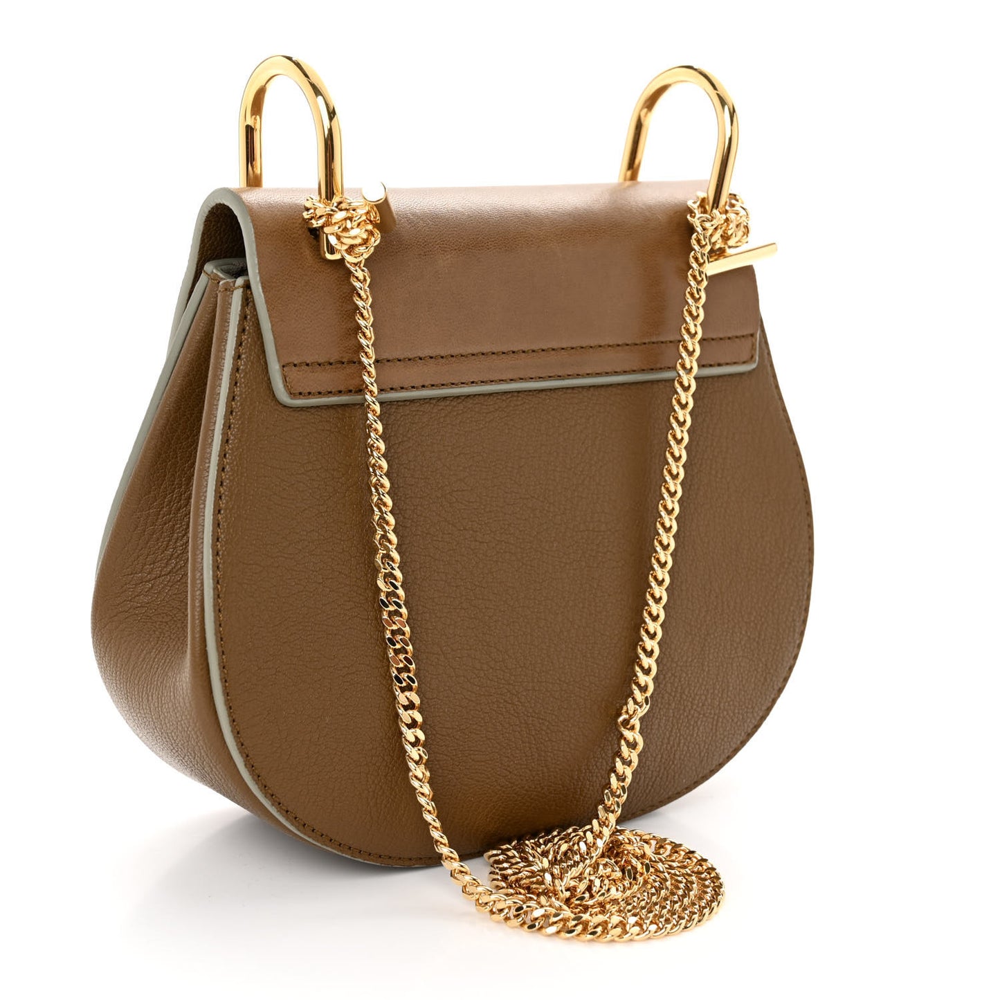 Grained Calfskin Lambskin Mini Bi-Color Drew Shoulder Bag Brown