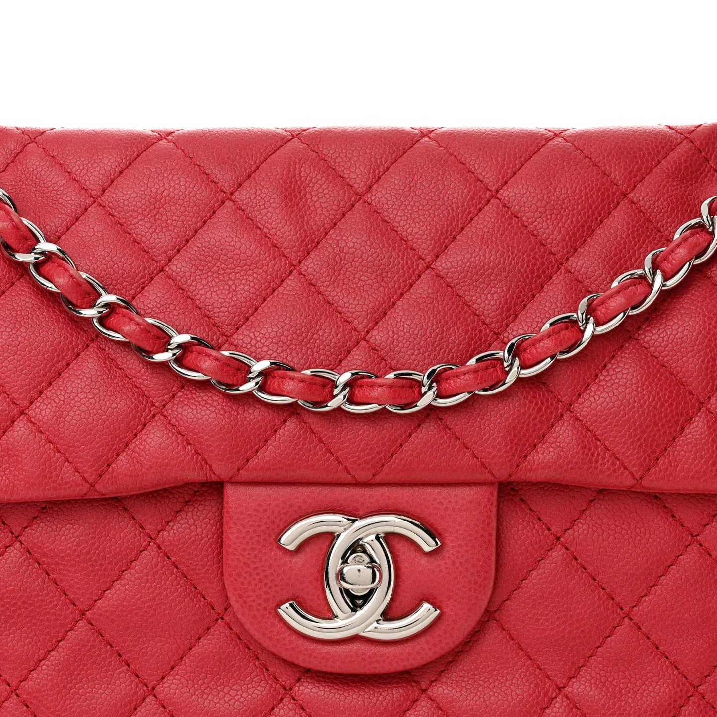 Washed Caviar Quilted Maxi Single Flap Fuchsia
