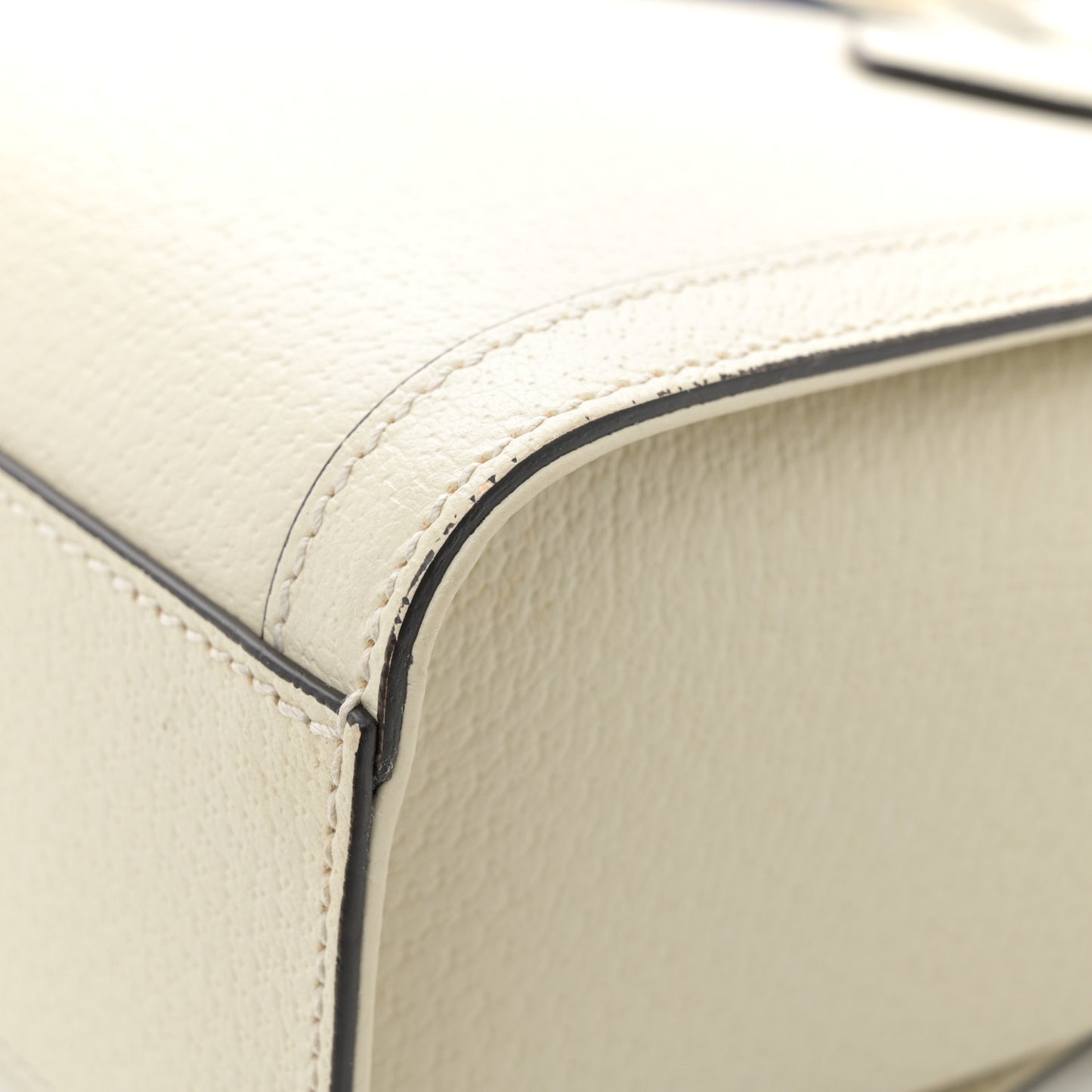 Textured Calfskin Web Small Ophidia Tote Bag Mystic White