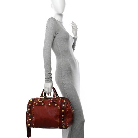 Calfskin Large Babouska Studded Boston Red