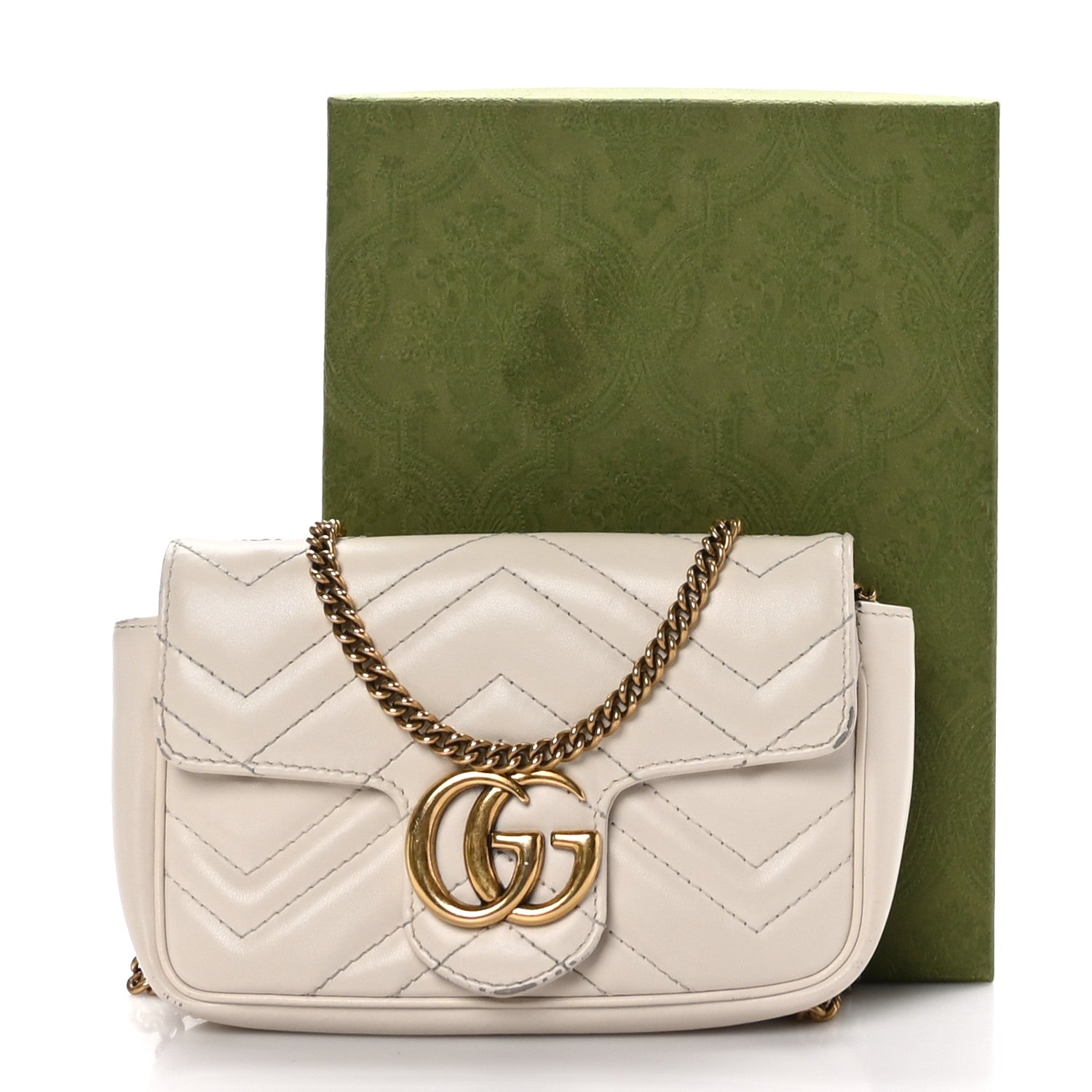 Gucci Calfskin Matelasse Super Mini GG Marmont Shoulder Bag White 12 of 12
