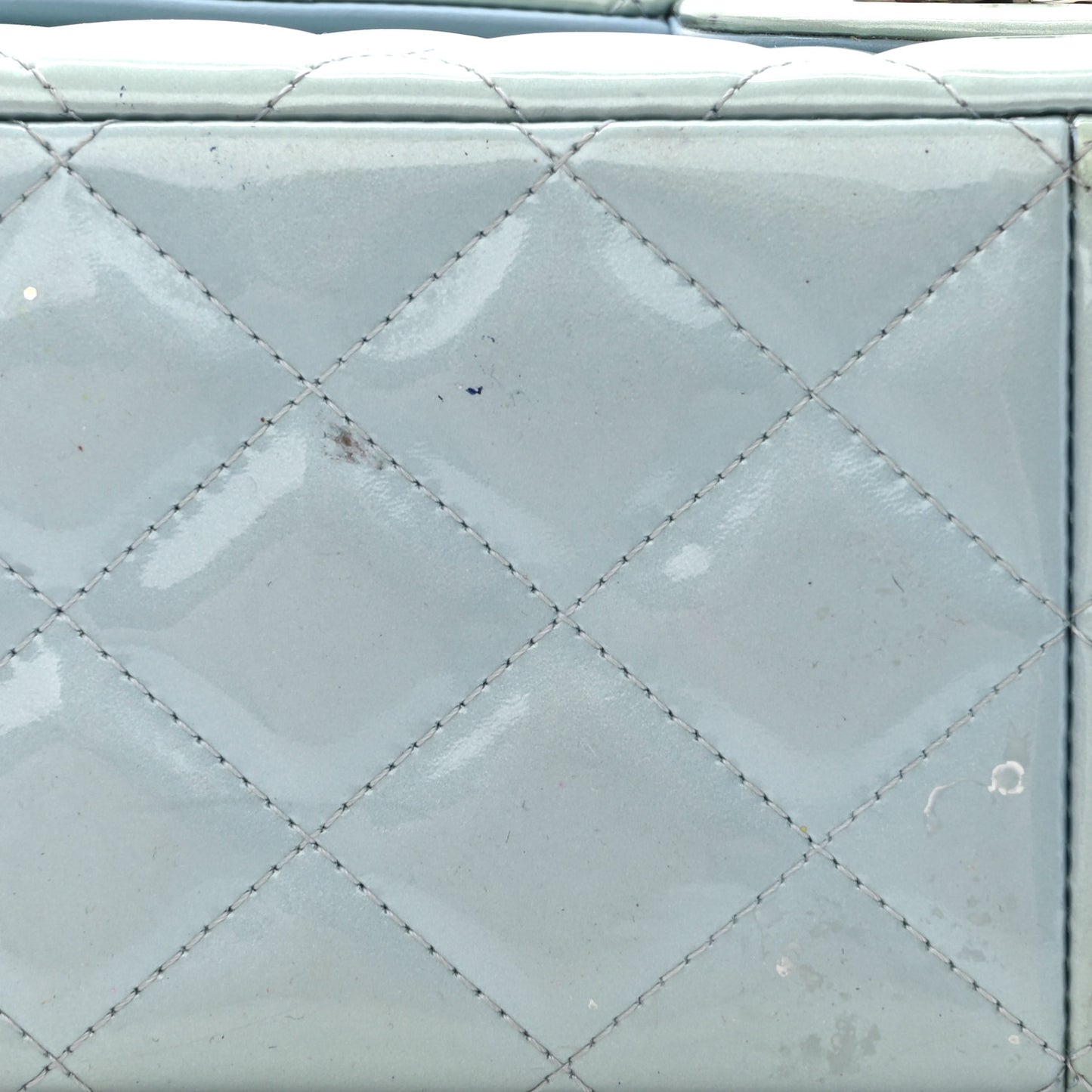 Patent Quilted Jumbo Double Flap Blue