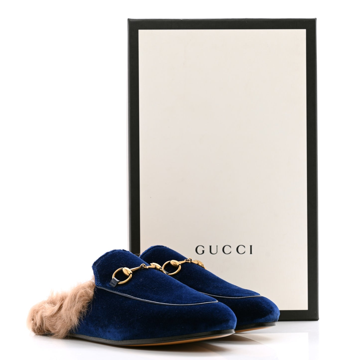 Velvet Fur Womens Princetown Slippers 36 Cobalt Blue