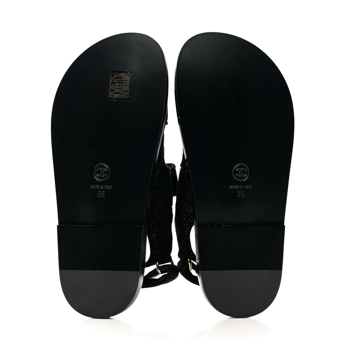 Suede Calfskin Glitter Crystal Velcro Dad Sandals 35 Black