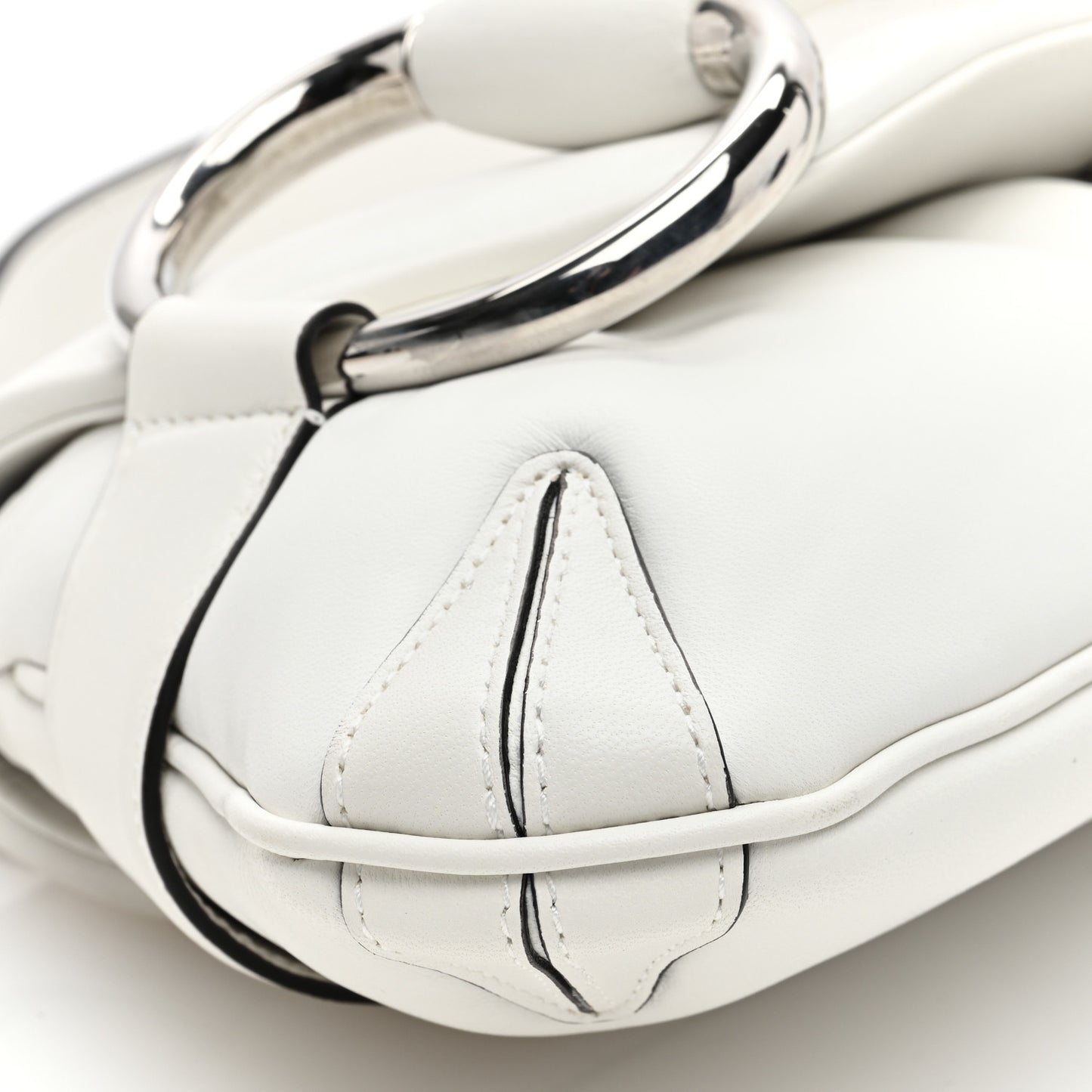 Nappa Vertical Matelasse Medium Maxi Horsebit Chain Shoulder Bag Mystic White