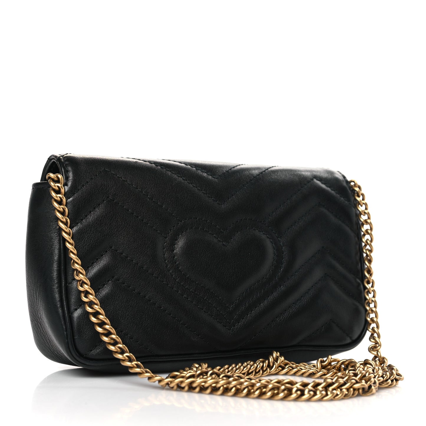 Calfskin Matelasse Super Mini GG Marmont Shoulder Bag Black